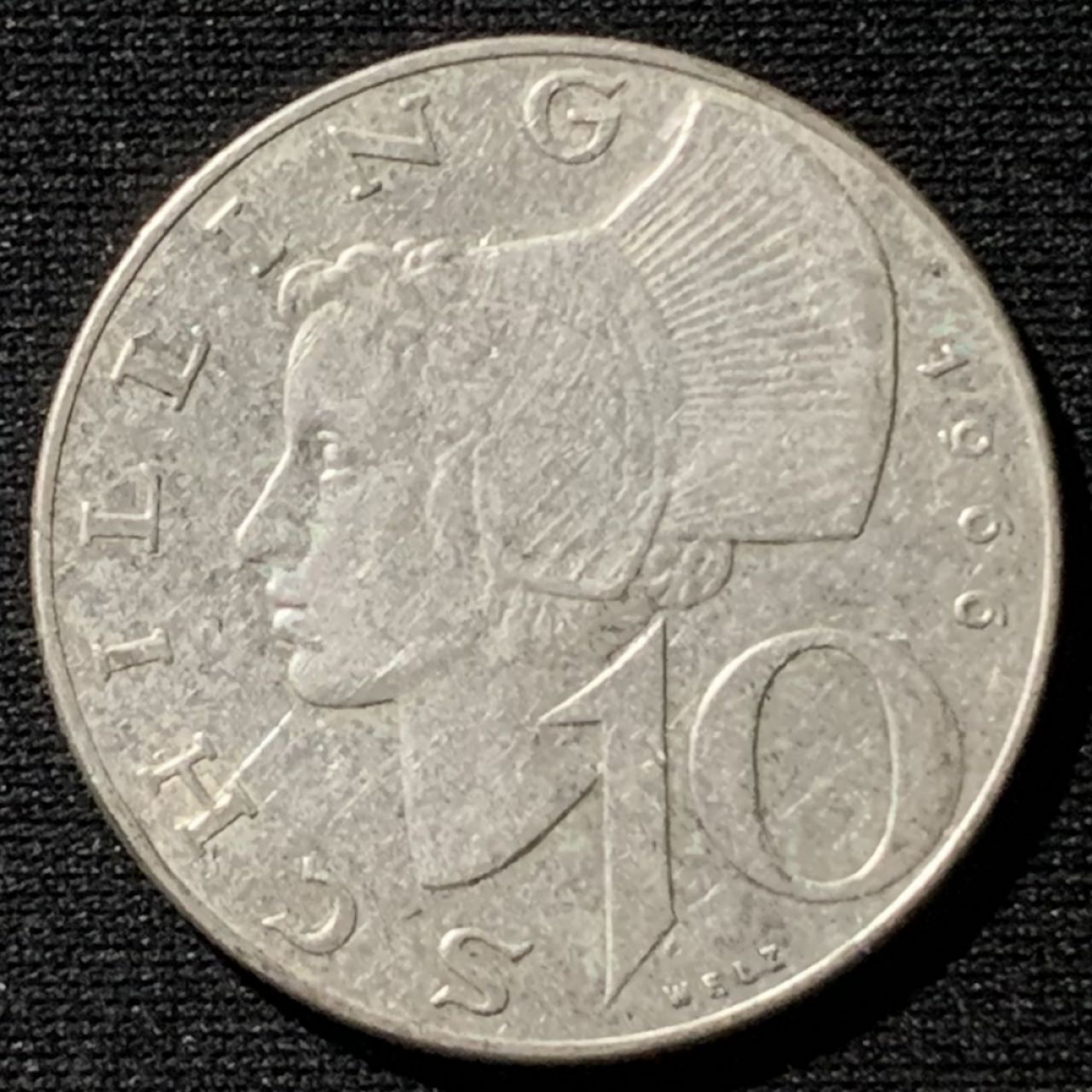 紫瑗钱币——第158期拍卖 奥地利 1966年 女神 10先令 7.5克 0.64银