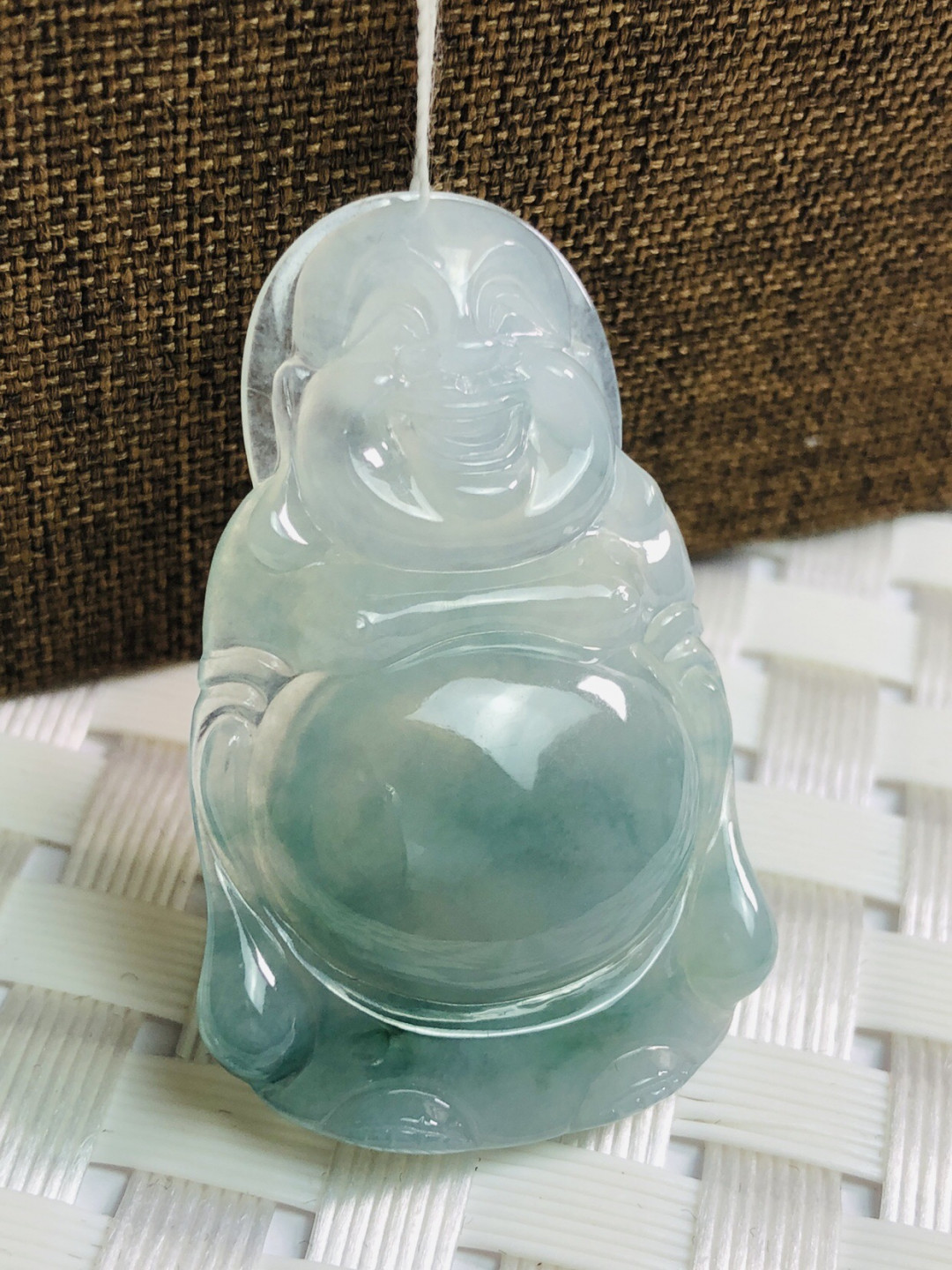 精品评级币，精品翡翠 天然翡翠糯冰种飘花立佛吊坠