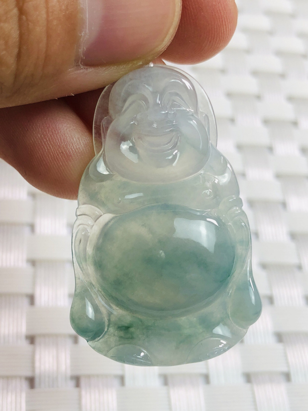 精品评级币，精品翡翠 天然翡翠糯冰种飘花立佛吊坠