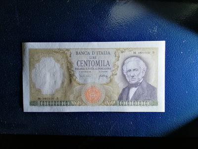 【Blue Auction】世界纸币精拍第147期——浪漫主义亚平宁（共88拍） - 【初版少见】意大利 1967年10万里拉 经典曼左尼 全新UNC 