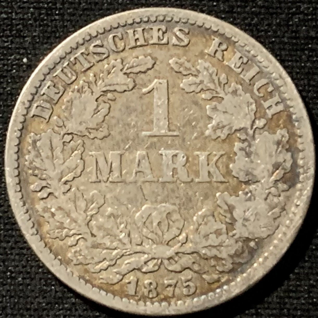 紫瑗钱币——第158期拍卖 德国 1875年 F版 第二帝国 短翅 1马克 5.5克 0.9银