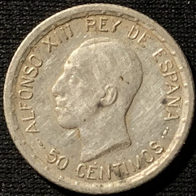 紫瑗钱币——第158期拍卖 - 西班牙 1926年 阿方索十三世 50分 2.5克 0.835银