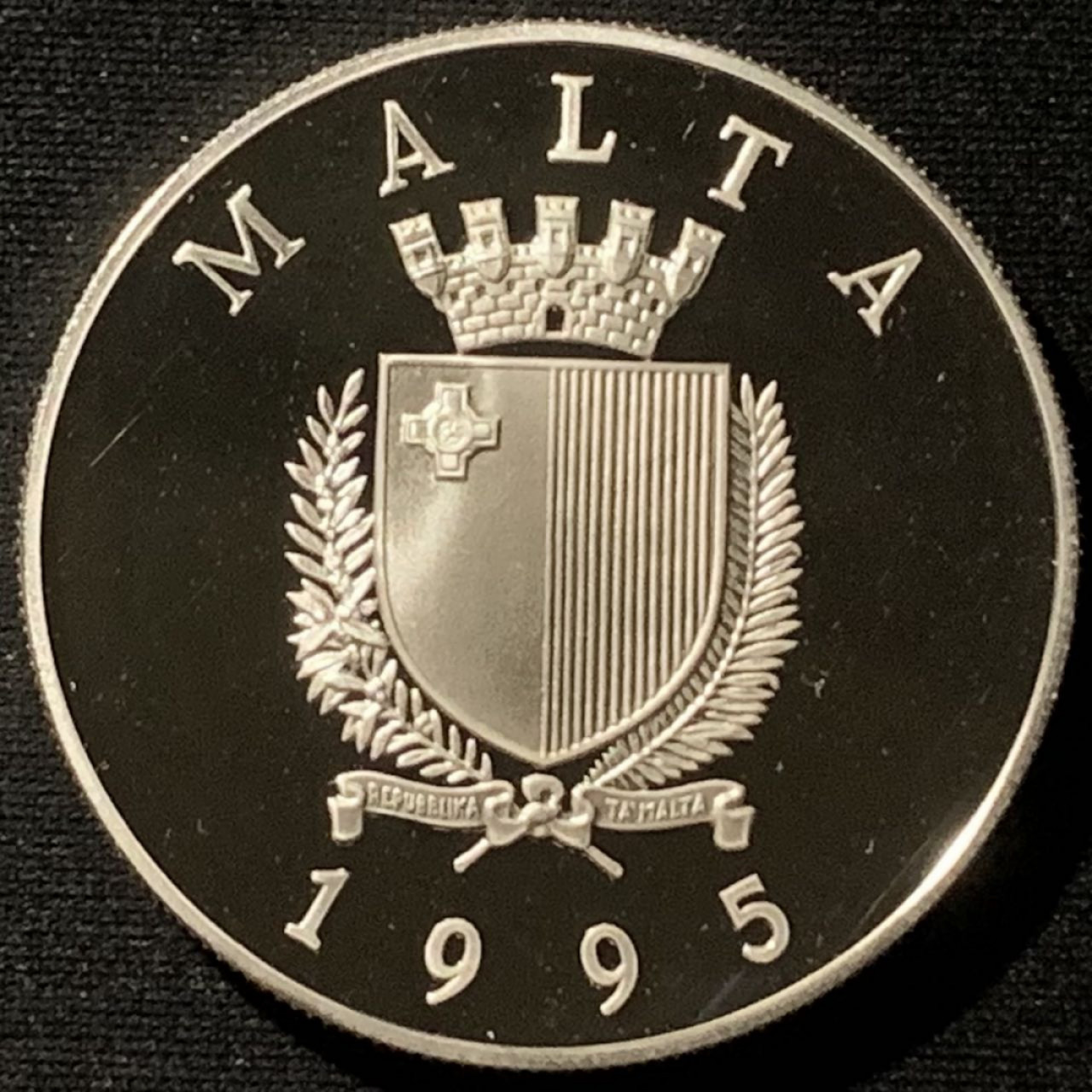 紫瑗钱币——第158期拍卖 马耳他 1995年 联合国成立50周年 5里拉 28.28克 0.925银 精制