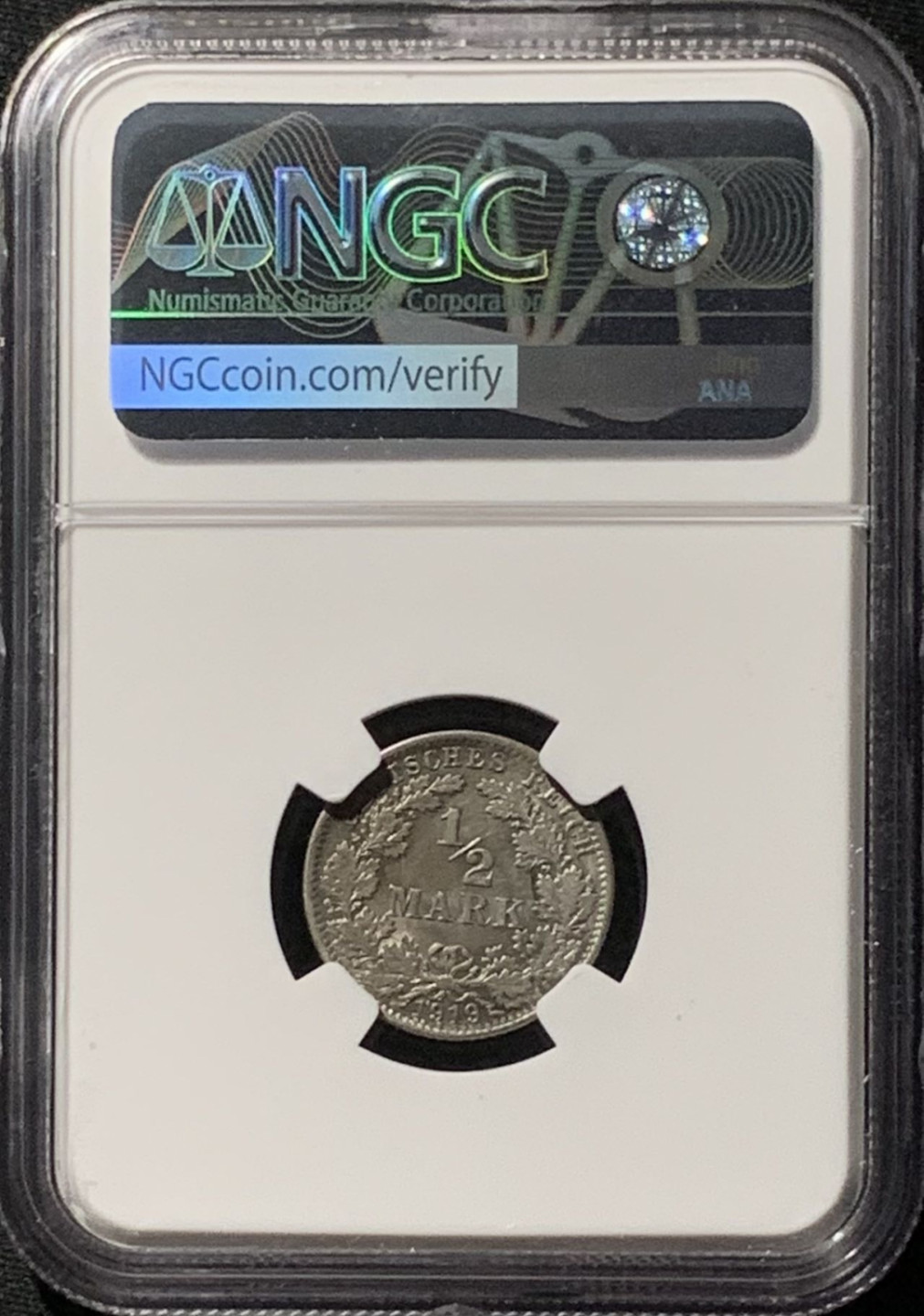 紫瑗钱币——第158期拍卖 德国 1919年 J版 第二帝国 1/2马克 银币 NGC UNC Detail
