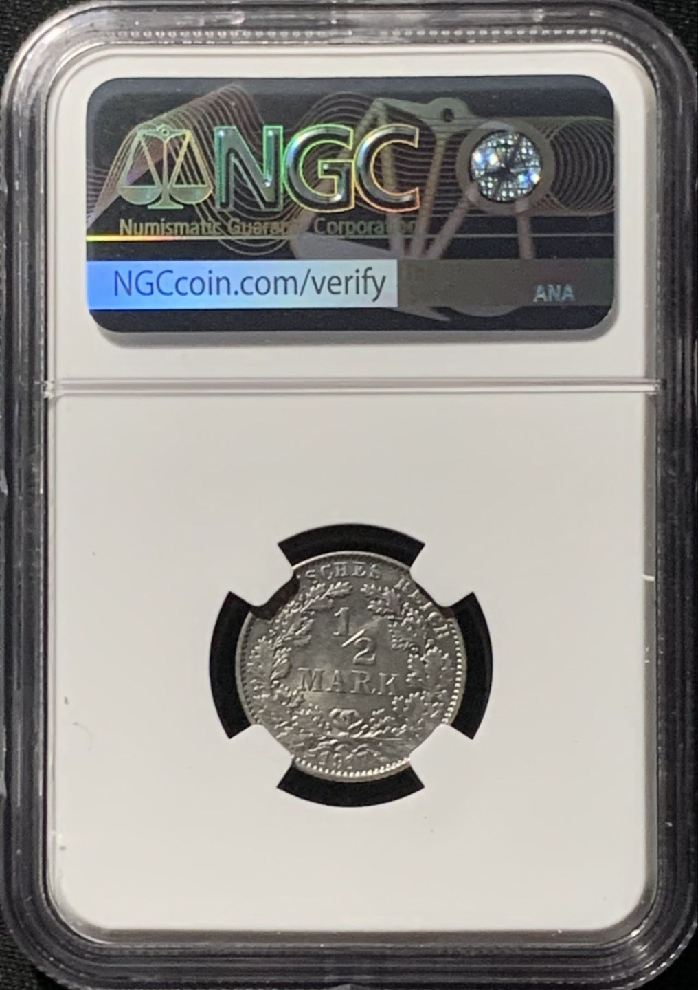 紫瑗钱币——第158期拍卖 德国 1917年 E版 第二帝国 1/2马克 银币 NGC MS64