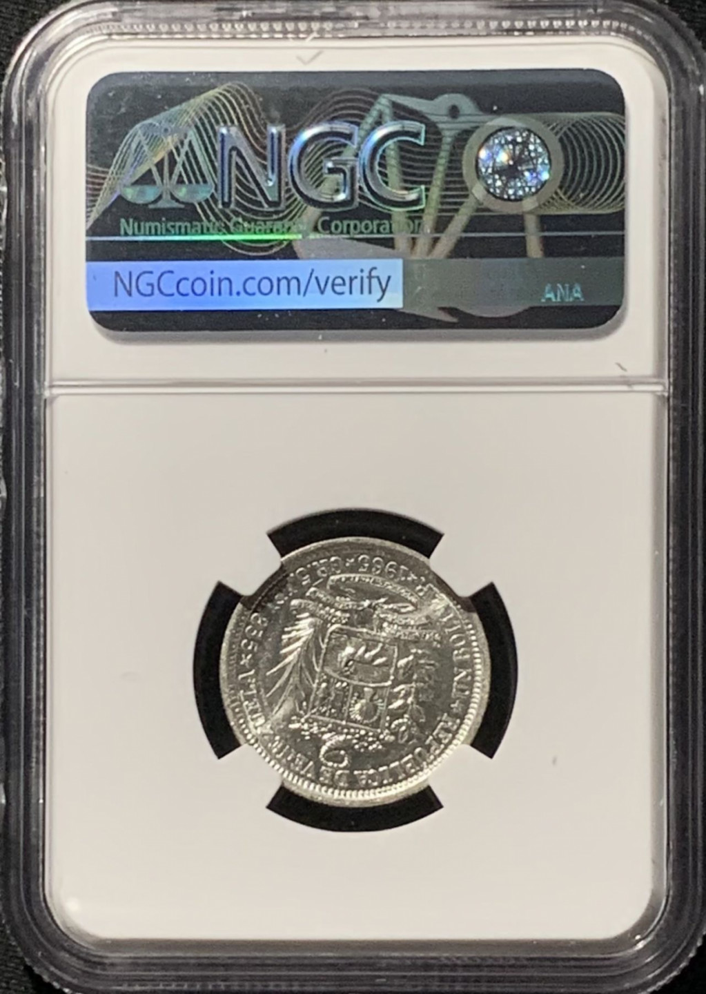 紫瑗钱币——第158期拍卖 委内瑞拉 1965年 1玻利瓦尔 银币 NGC AU58