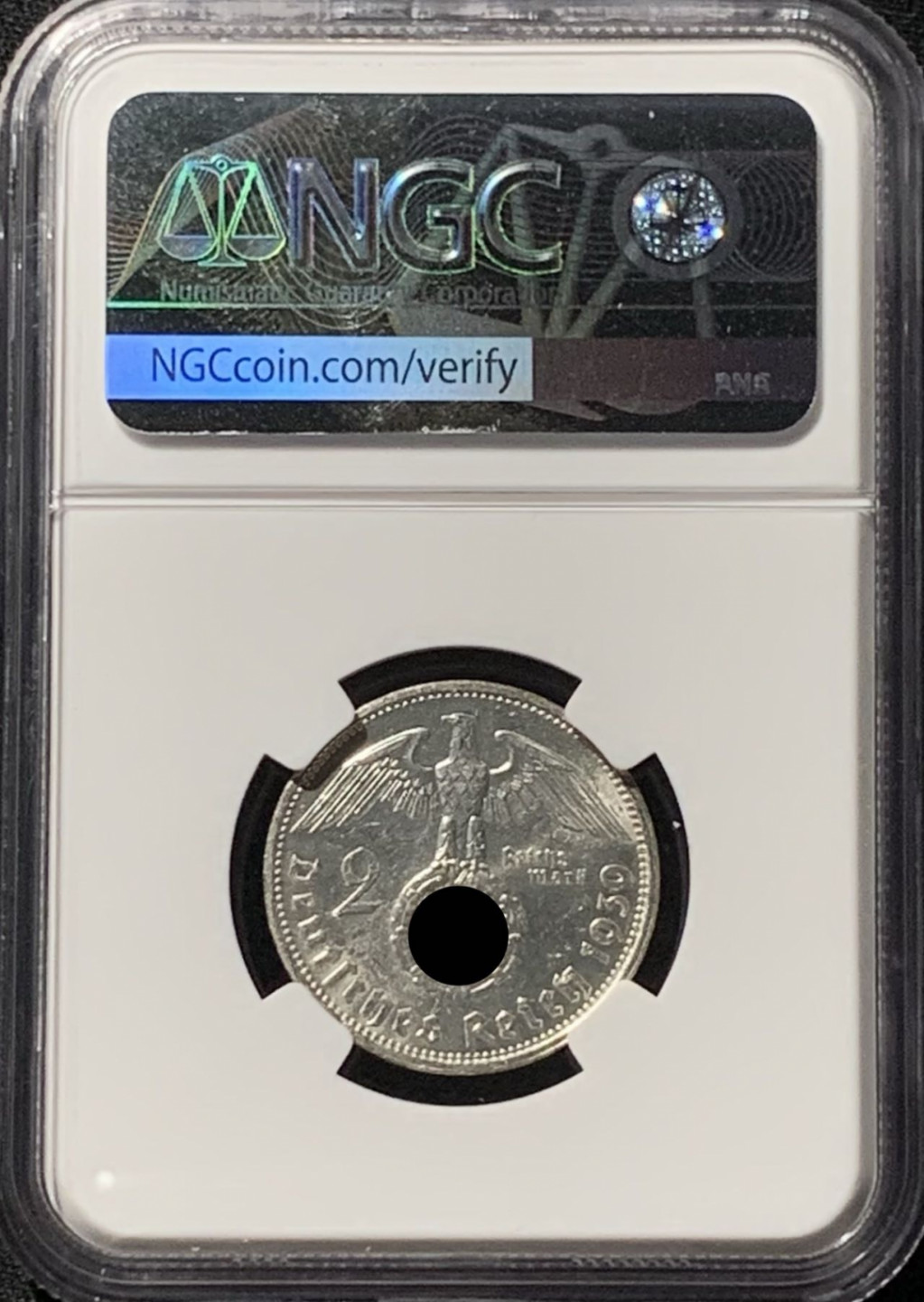 紫瑗钱币——第158期拍卖 德国 1939年 A版 兴登堡 字符版 2马克 银币 NGC MS62