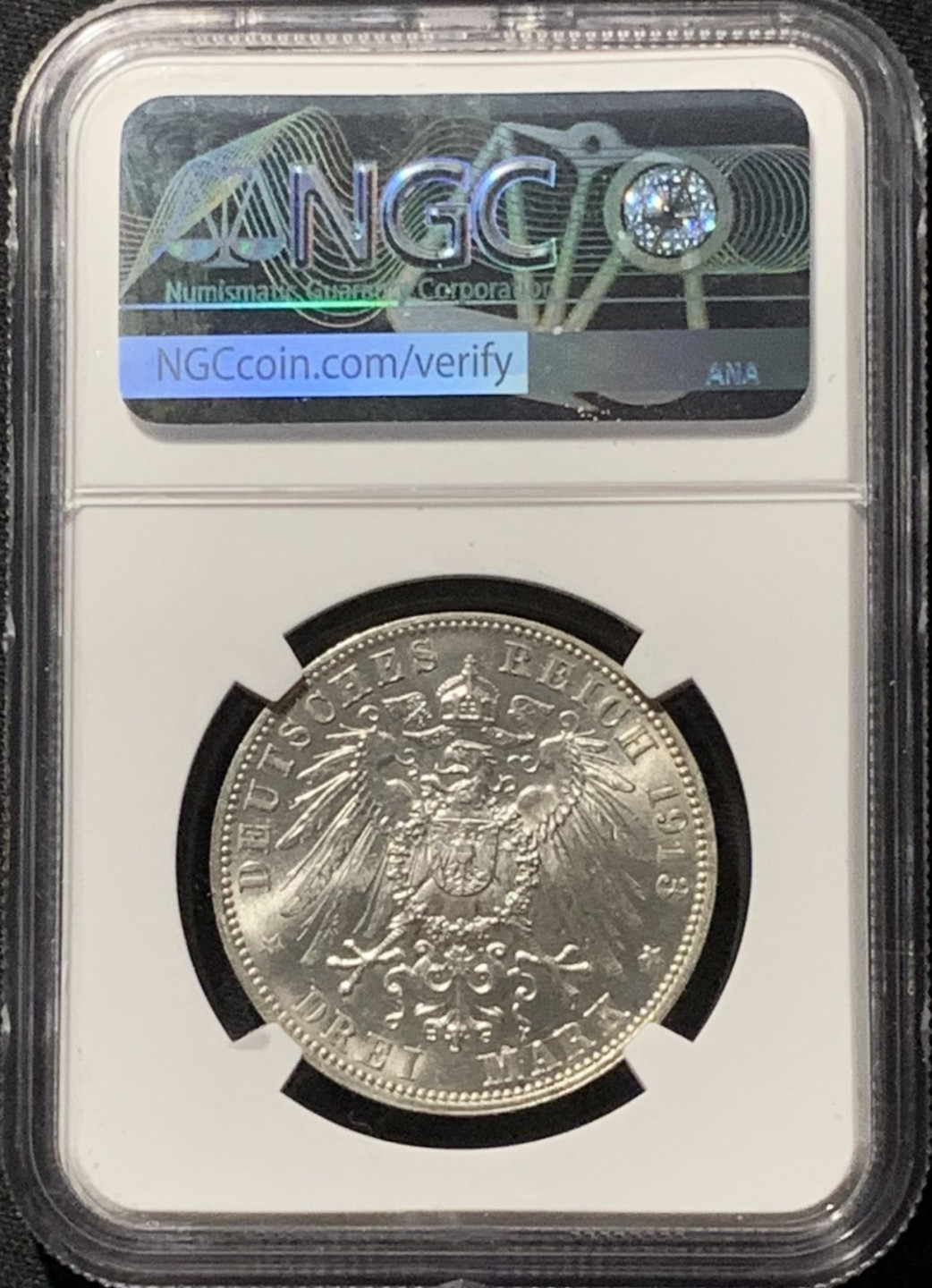 紫瑗钱币——第158期拍卖 德国 萨克森 1913年 莱比锡战役 3马克 银币 NGC MS61