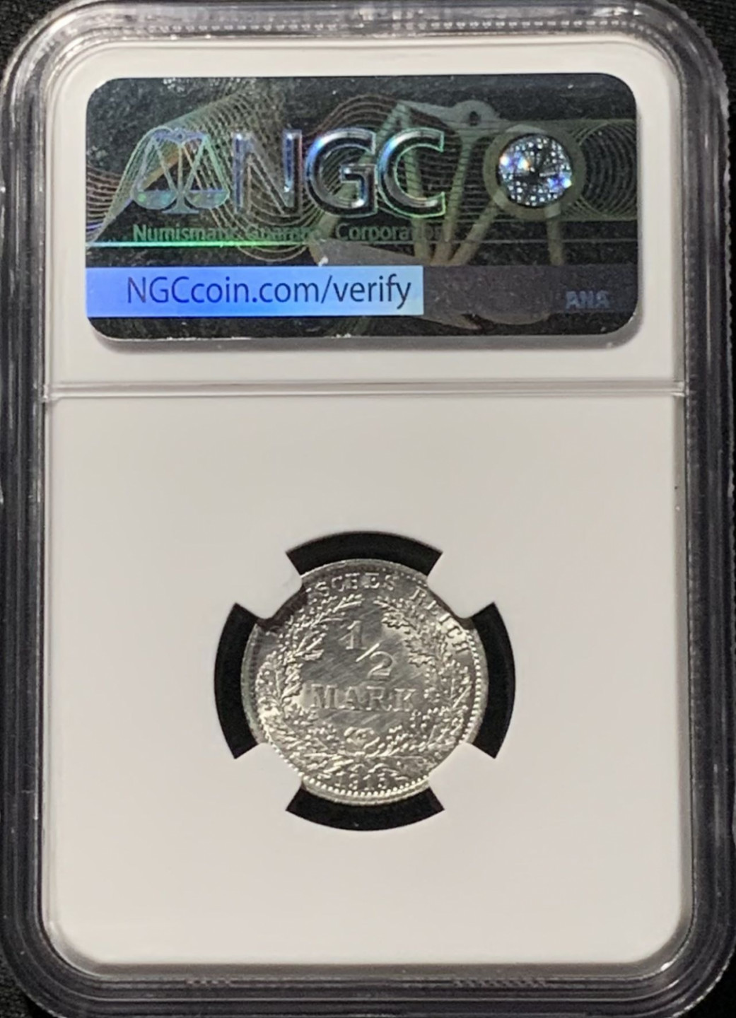紫瑗钱币——第158期拍卖 德国 1915年 A版 第二帝国 1/2马克 银币 NGC UNC Detail