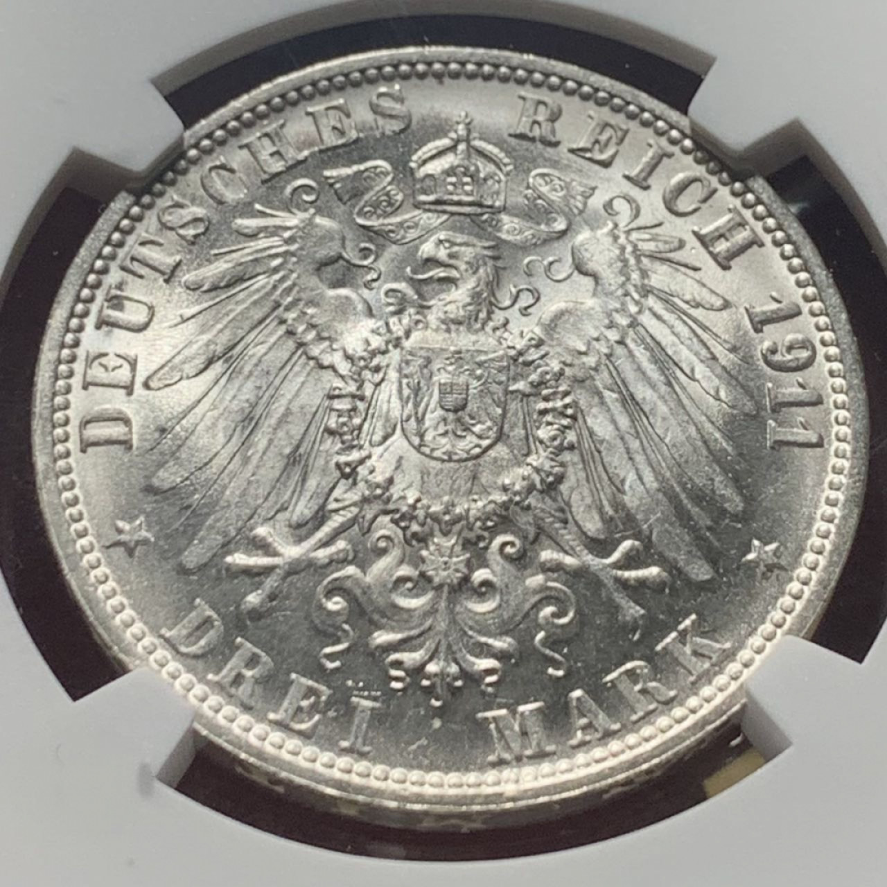 紫瑗钱币——第158期拍卖 德国 符腾堡 1911年 银婚 3马克 银币 NGC MS65