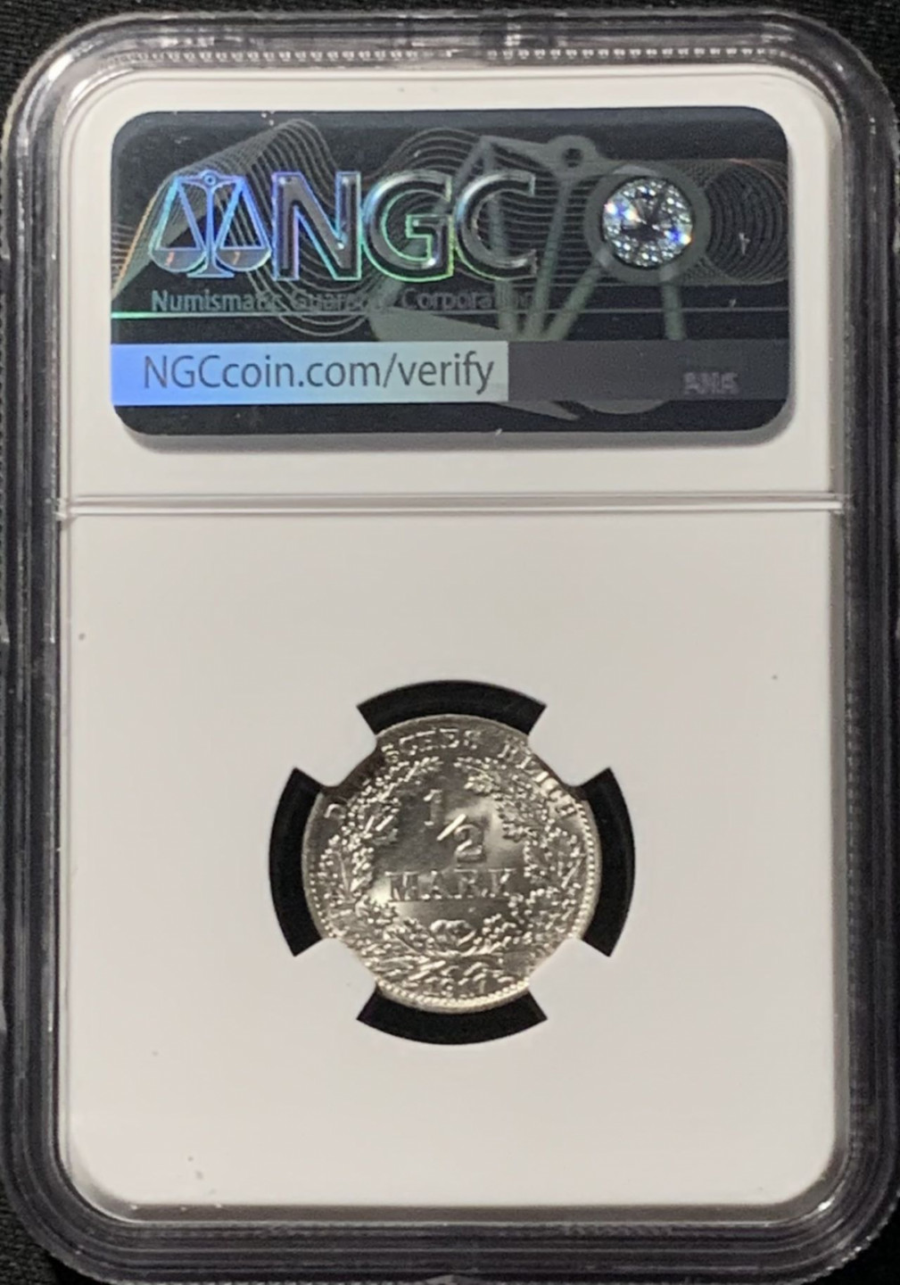 紫瑗钱币——第158期拍卖 德国 1917年 A版 第二帝国 1/2马克 银币 NGC MS63