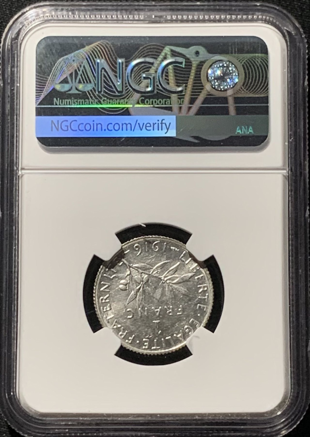 紫瑗钱币——第158期拍卖 法国 1916年 播种女神 1法郎 银币 NGC AU58