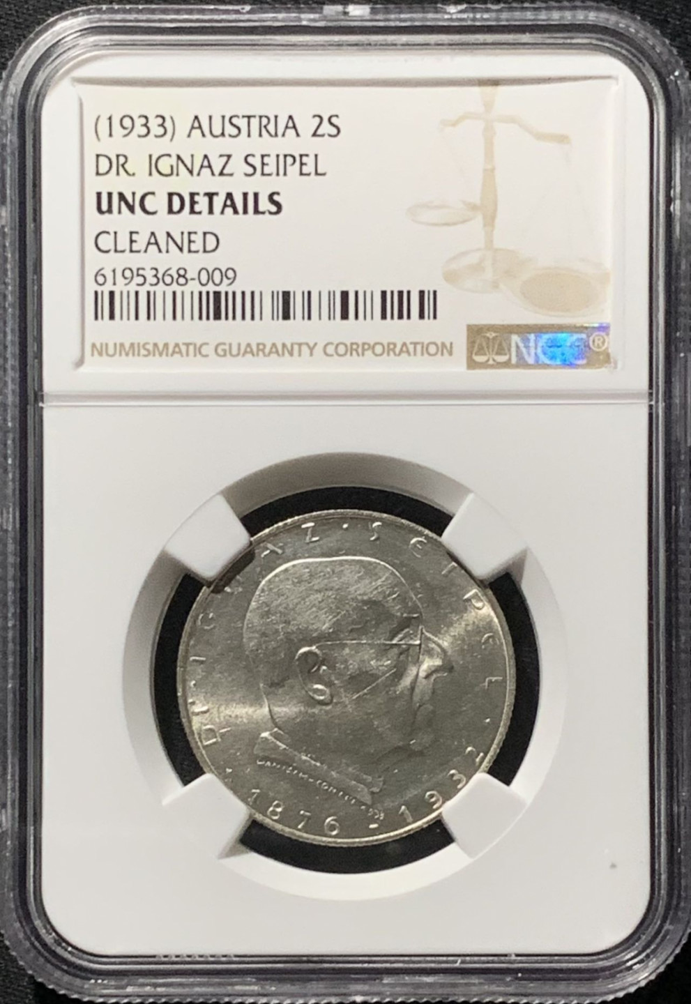 紫瑗钱币——第159期拍卖 奥地利 1933年伊格纳兹·塞佩尔 2先令 银币 NGC UNC Detail