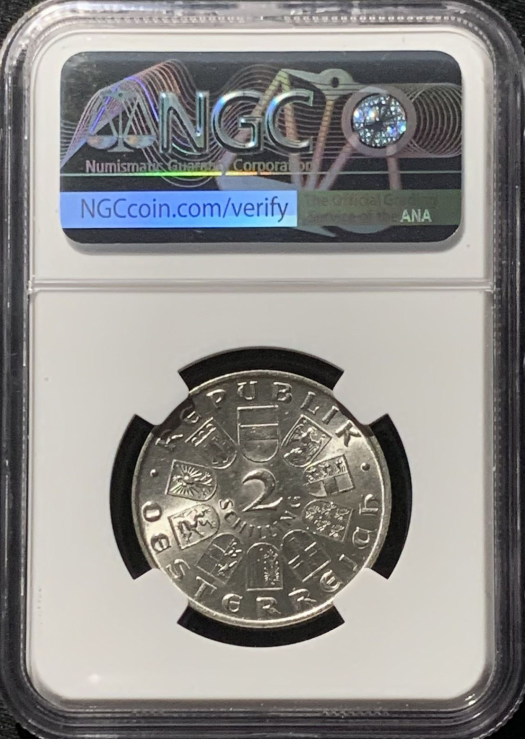 紫瑗钱币——第159期拍卖 奥地利 1931年 莫扎特 2先令 银币 NGC AU58