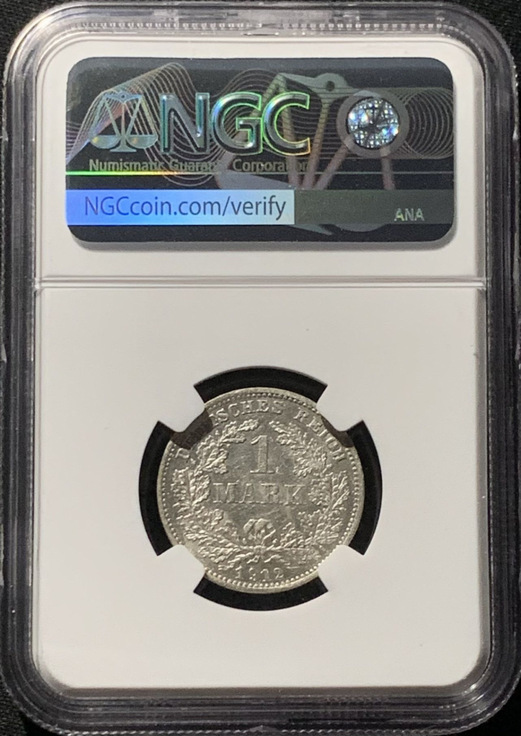 紫瑗钱币——第159期拍卖 德国 1912年 D版 第二帝国 长翅 1马克 银币 NGC MS61