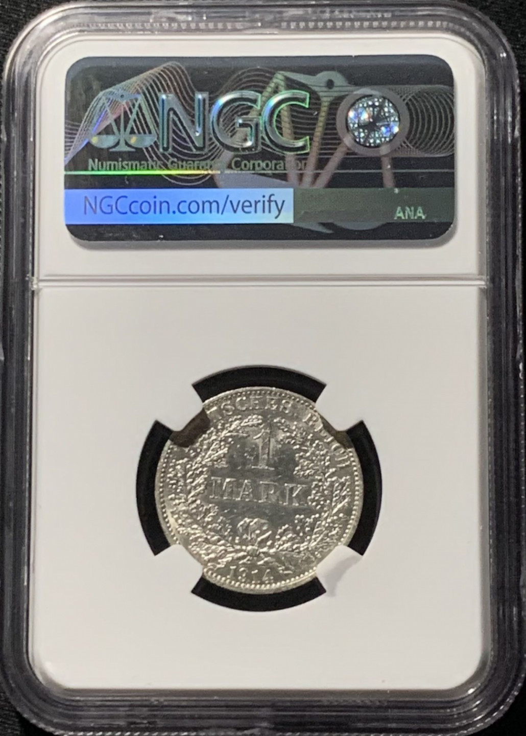 紫瑗钱币——第159期拍卖 德国 1914年 A版 第二帝国 长翅 1马克 银币 NGC MS61