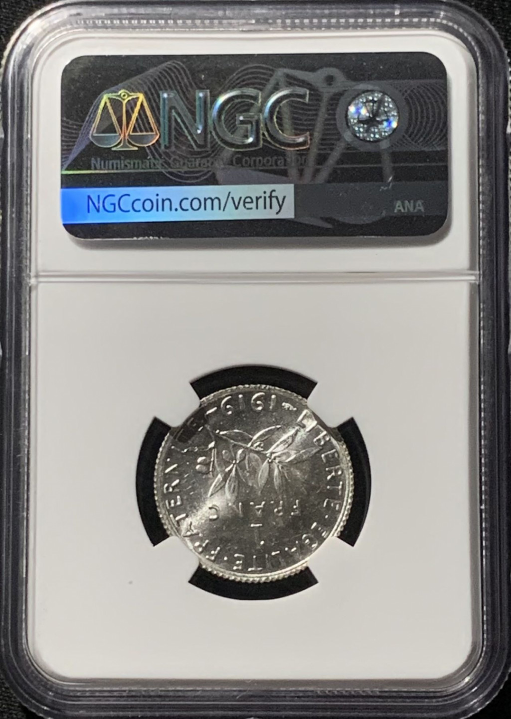 紫瑗钱币——第159期拍卖 法国 1919年 播种女神 1法郎 银币 NGC MS64