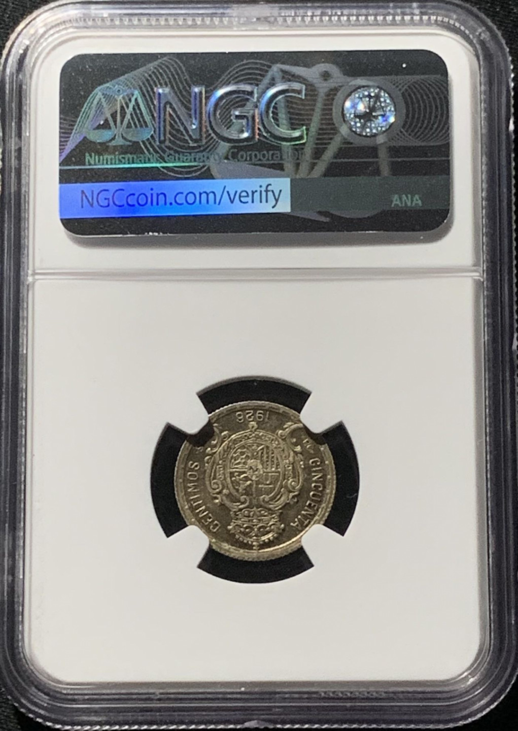 紫瑗钱币——第159期拍卖 西班牙 1926年 阿方索十三世 50分 银币 NGC MS63 环彩包浆