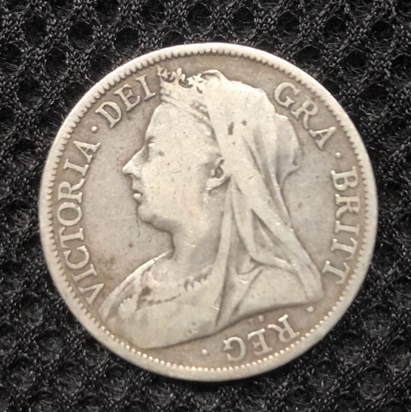 【保诚微拍】第4拍 世界钱币拍卖，88拍！ 英国 维多利亚 1897年 披纱头像 半克朗 银币 （14克 0.925银）