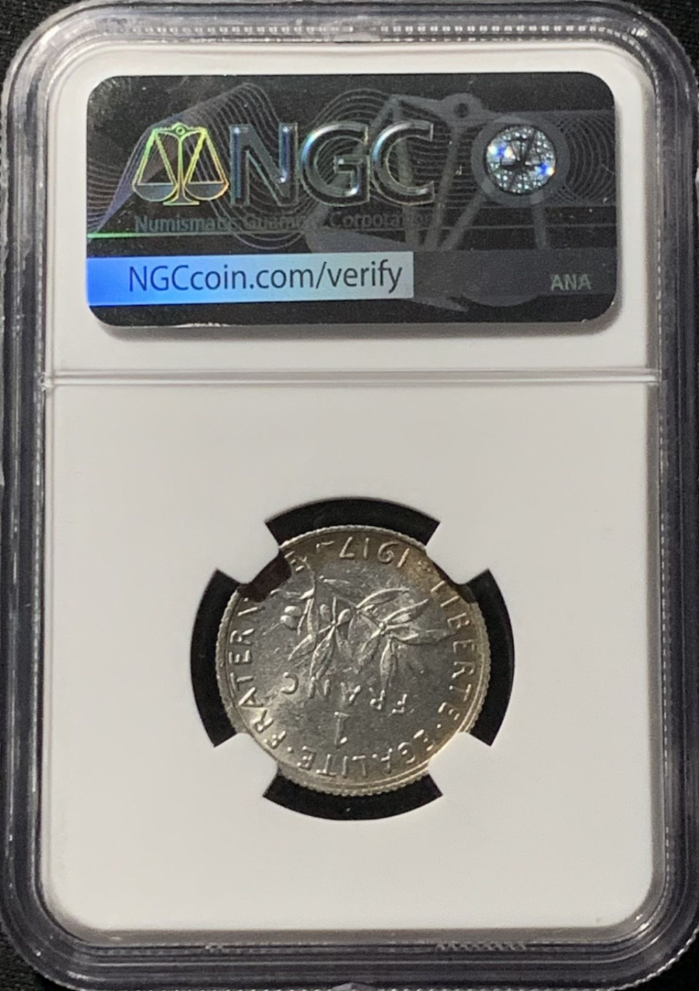 紫瑗钱币——第159期拍卖 法国 1917年 播种女神 1法郎 银币 NGC MS62