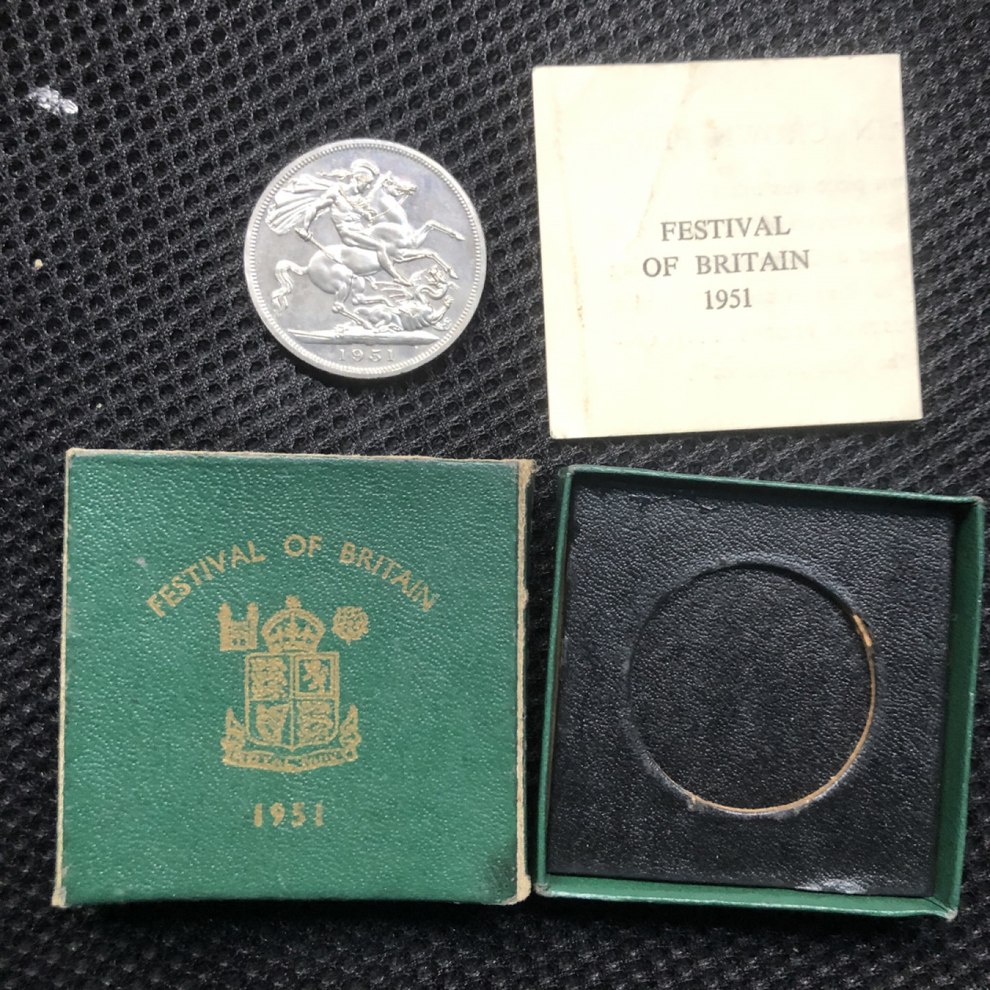 【保诚微拍】第4拍 世界钱币拍卖，88拍！ 【最后的马剑】英国 乔治六世 1951年 克朗 马剑 大镍币（绿盒 BU品）