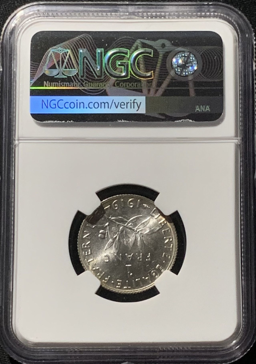 紫瑗钱币——第159期拍卖 法国 1919年 播种女神 1法郎 银币 NGC MS63