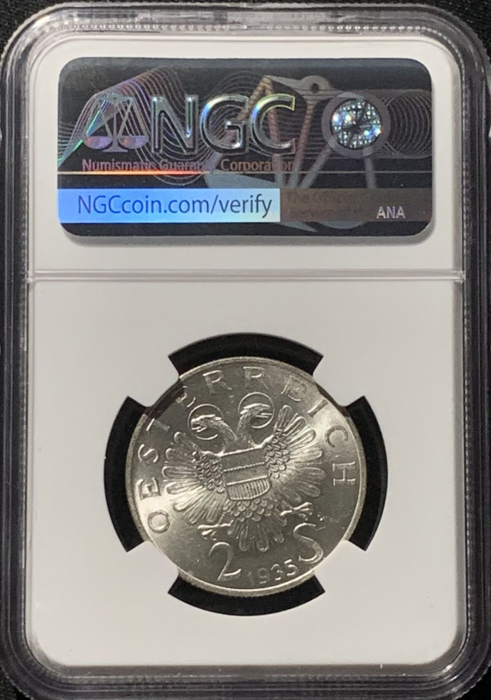 紫瑗钱币——第159期拍卖 奥地利 1935年 卡尔·鲁伊格 2先令 银币 NGC MS62