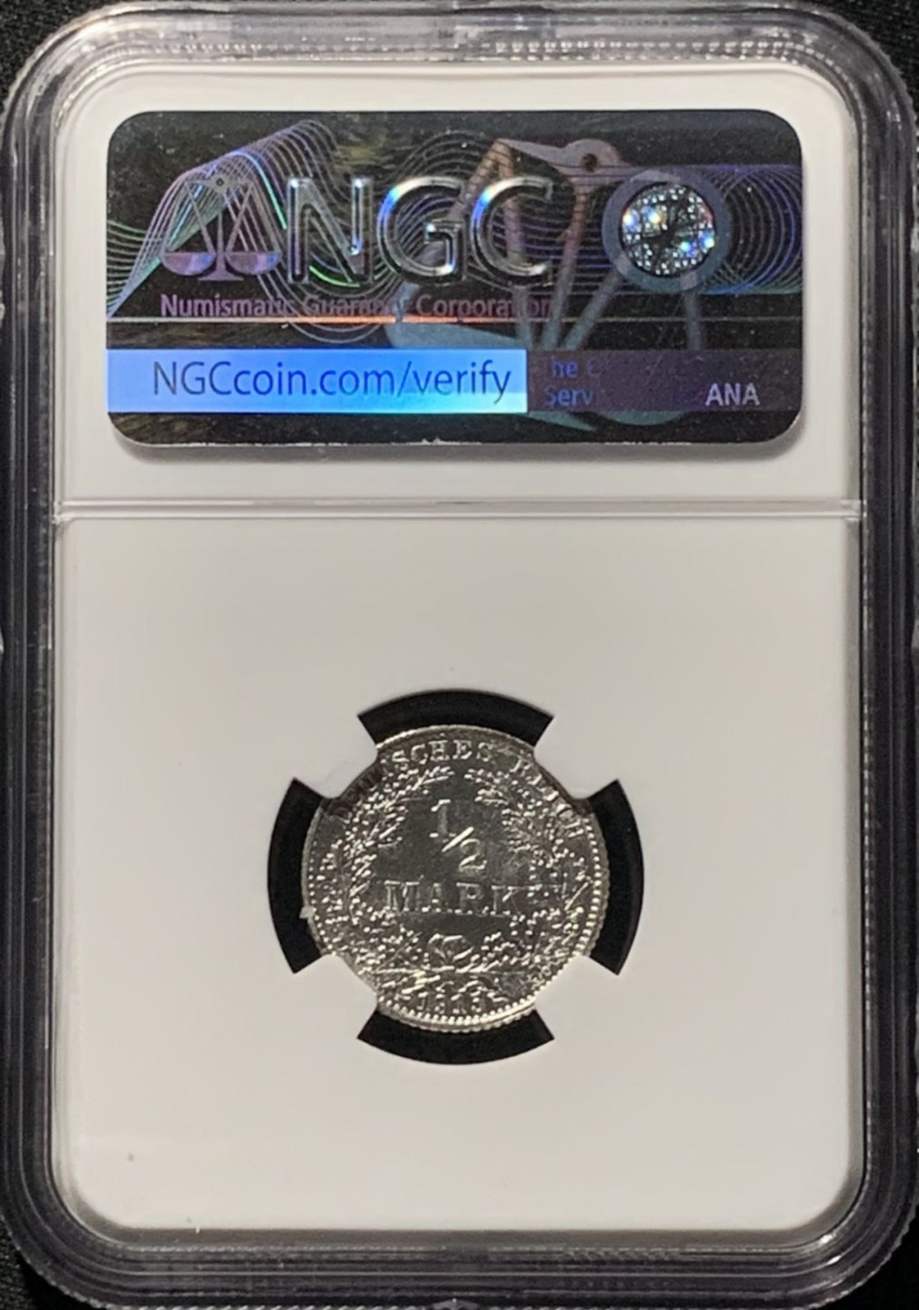 紫瑗钱币——第159期拍卖 德国 1915年 E版 第二帝国 1/2马克 银币 NGC MS64