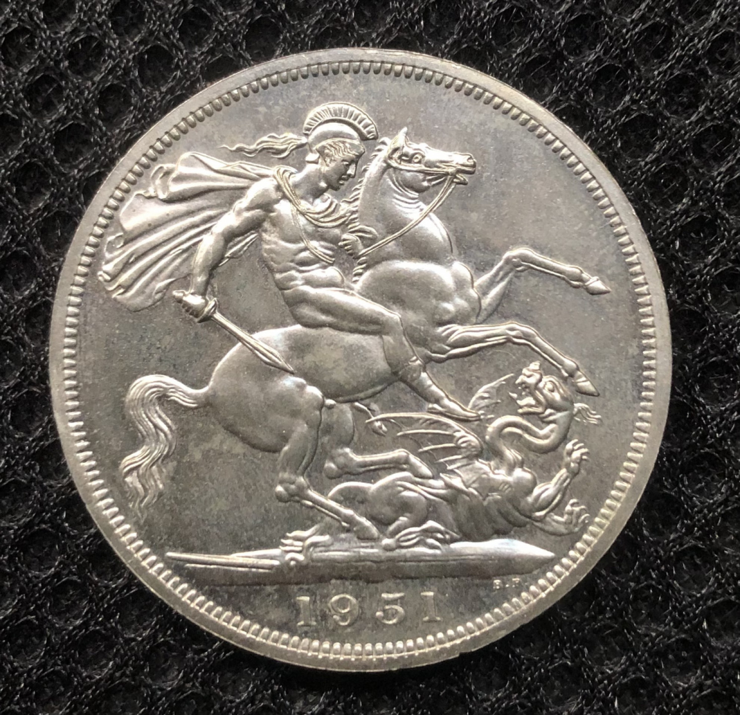 【保诚微拍】第4拍 世界钱币拍卖，88拍！ 【最后的马剑】英国 乔治六世 1951年 克朗 马剑 大镍币（绿盒 BU品）