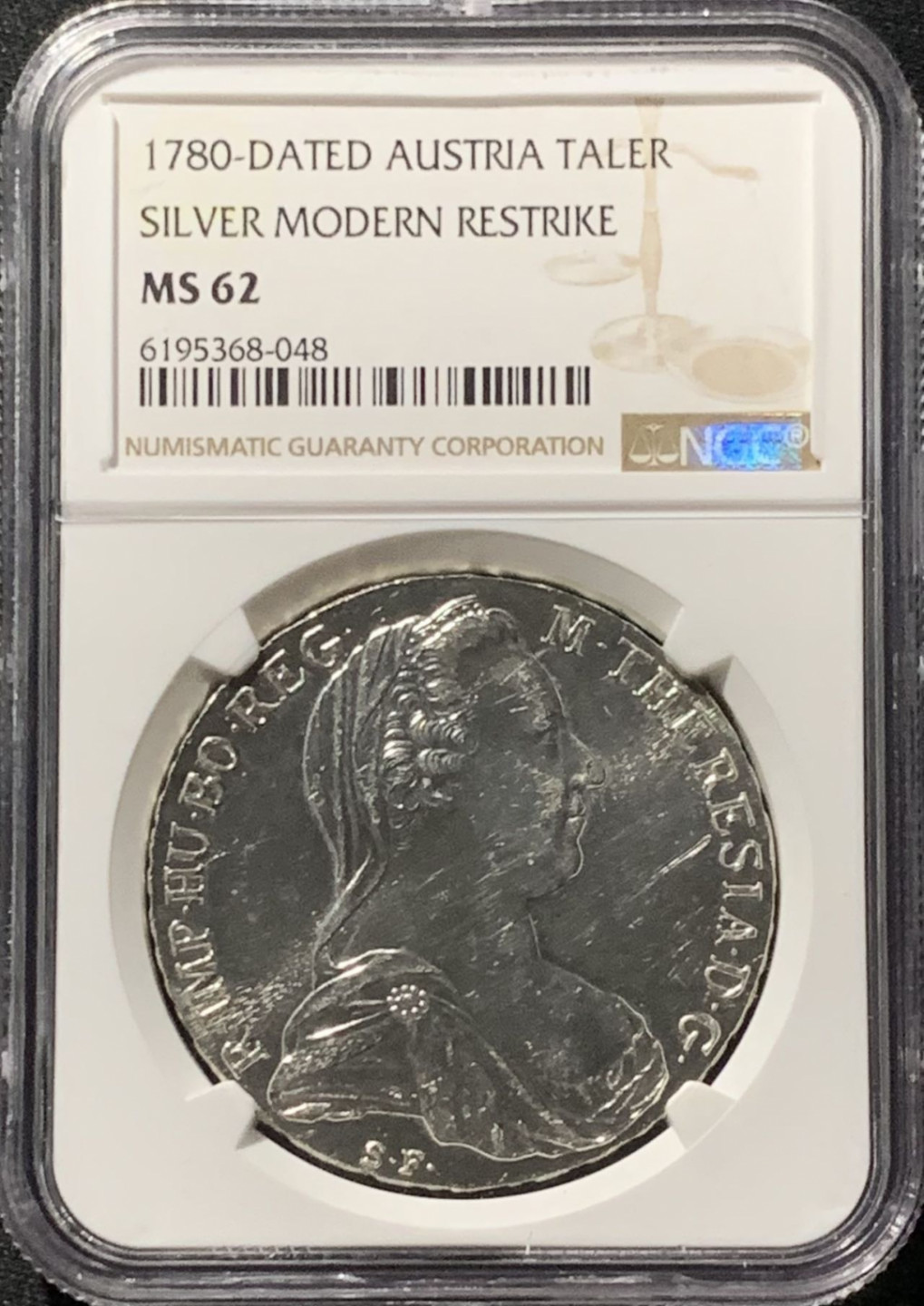 紫瑗钱币——第159期拍卖 奥匈帝国 1780年 特蕾莎·玛格丽特 1泰勒 银币 NGC MS62