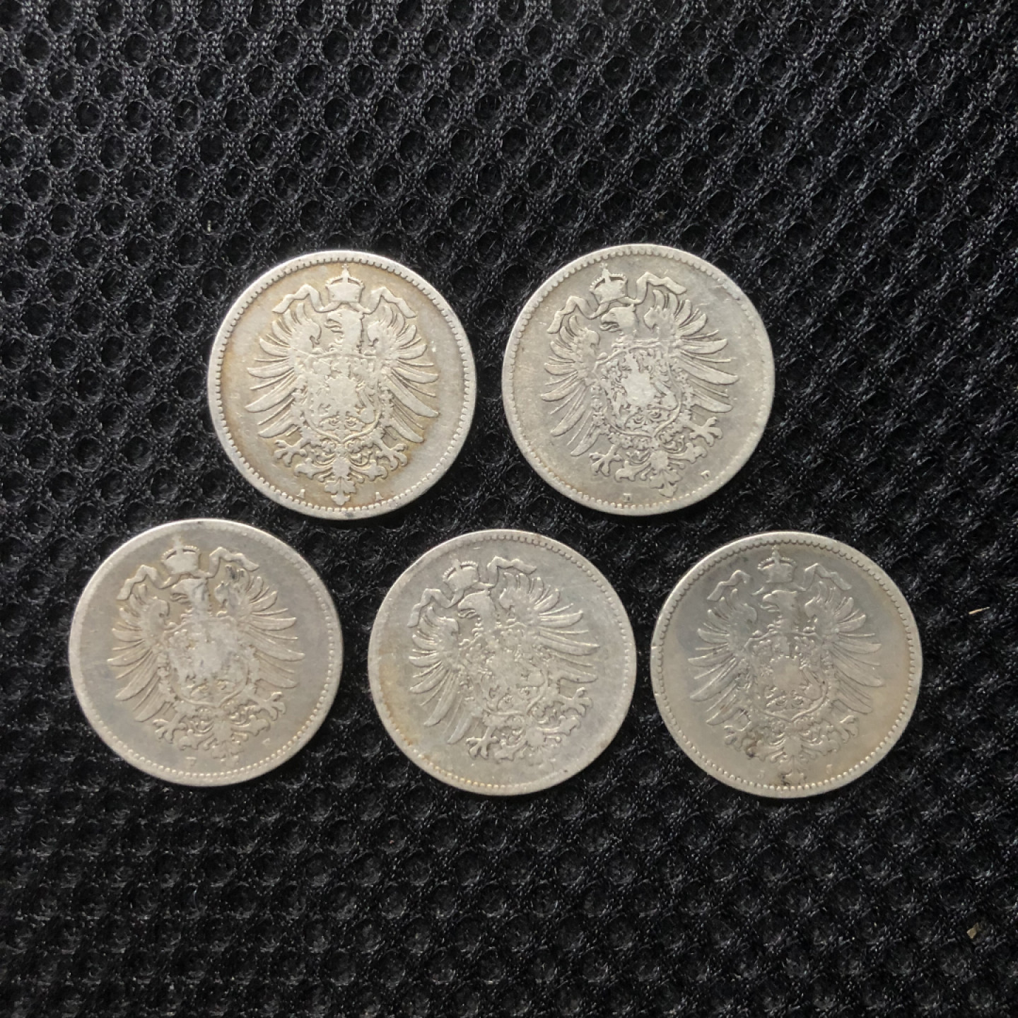 【保诚微拍】第4拍 世界钱币拍卖，88拍！ 德国 1876年 短翅鹰徽 1马克 银币 不同厂别（每枚 5.55克 0.9银）