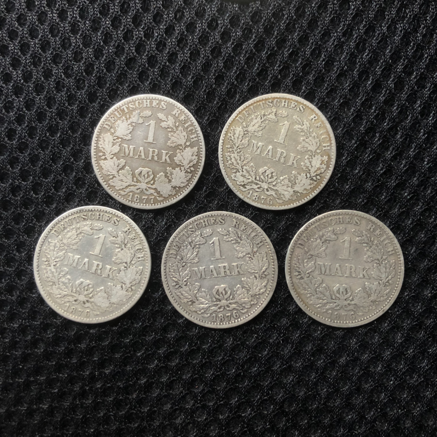 【保诚微拍】第4拍 世界钱币拍卖，88拍！ 德国 1876年 短翅鹰徽 1马克 银币 不同厂别（每枚 5.55克 0.9银）