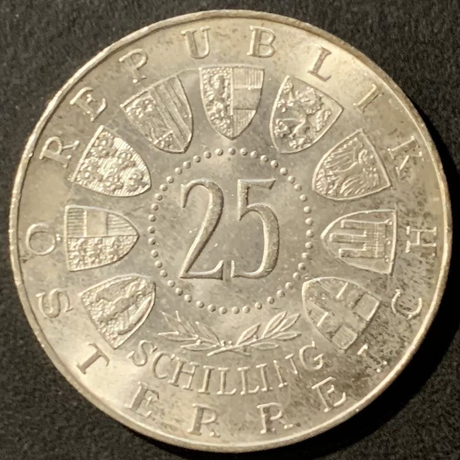 【保诚微拍】第4拍 世界钱币拍卖，88拍！ 奥地利 1961年 布尔根兰建州40周年 25先令 13克 0.8银 