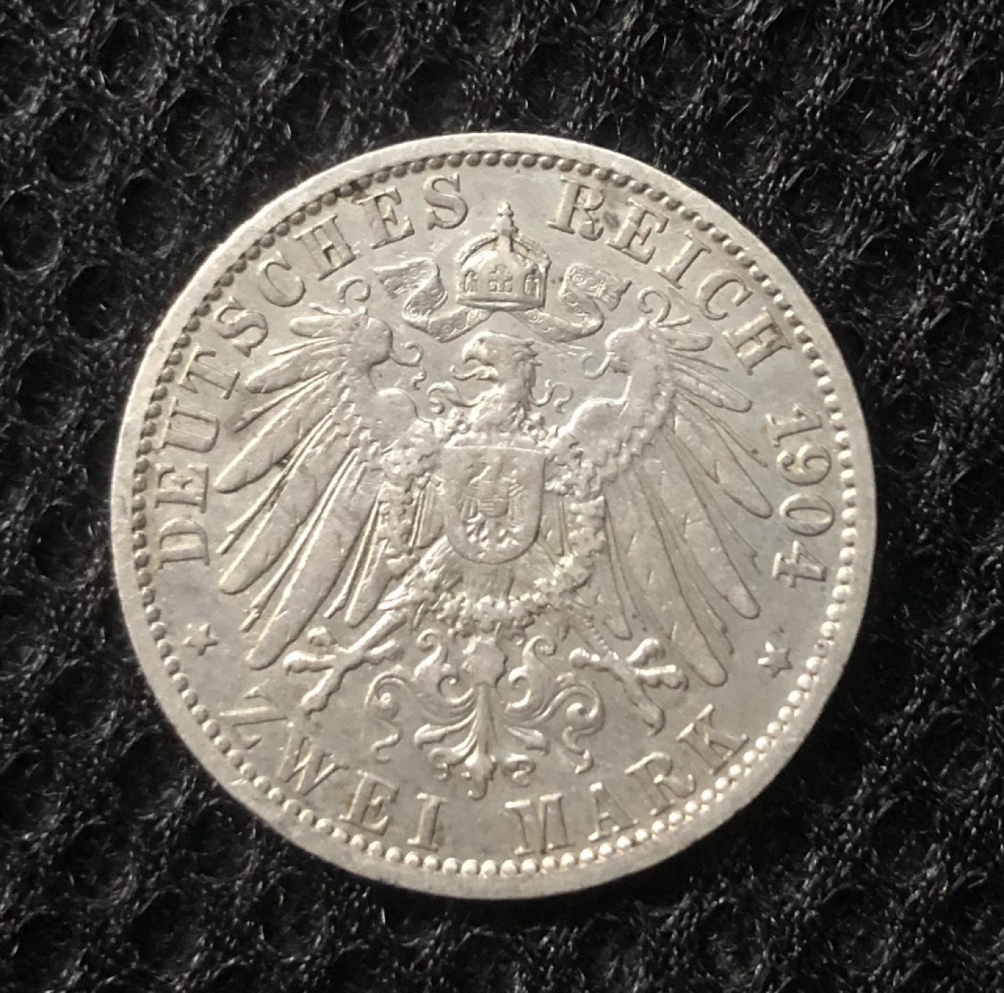 【保诚微拍】第4拍 世界钱币拍卖，88拍！ 德国 威廉二世 1904年 长翅鹰徽 2马克 银币（11.1克 0.9银）