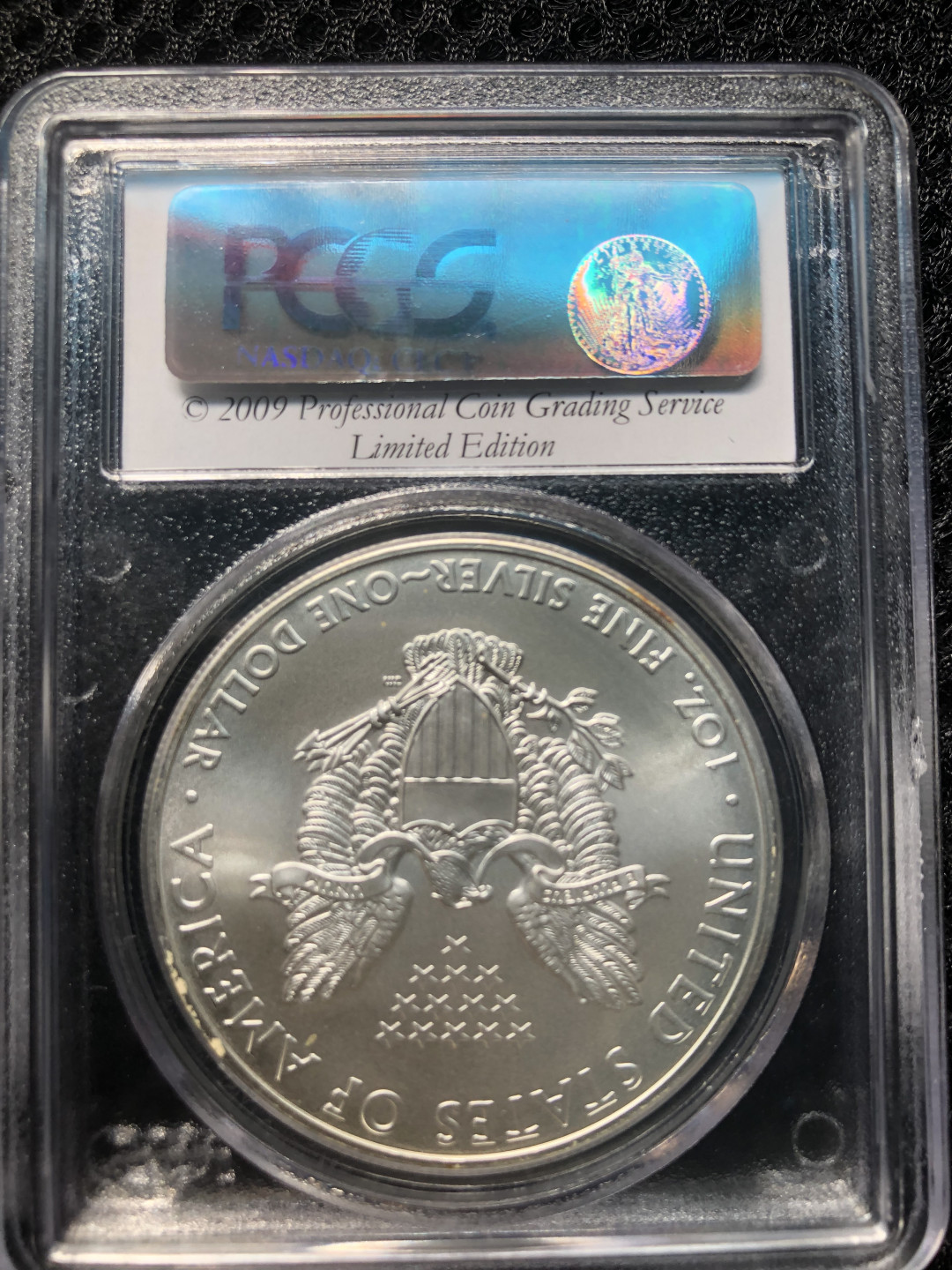 【保诚微拍】第4拍 世界钱币拍卖，88拍！ 【PCGS 44届总统奥巴马纪念版 少有 】美国 2009年 行走女神 鹰洋  1盎司 银币（31.1克 0.999银）