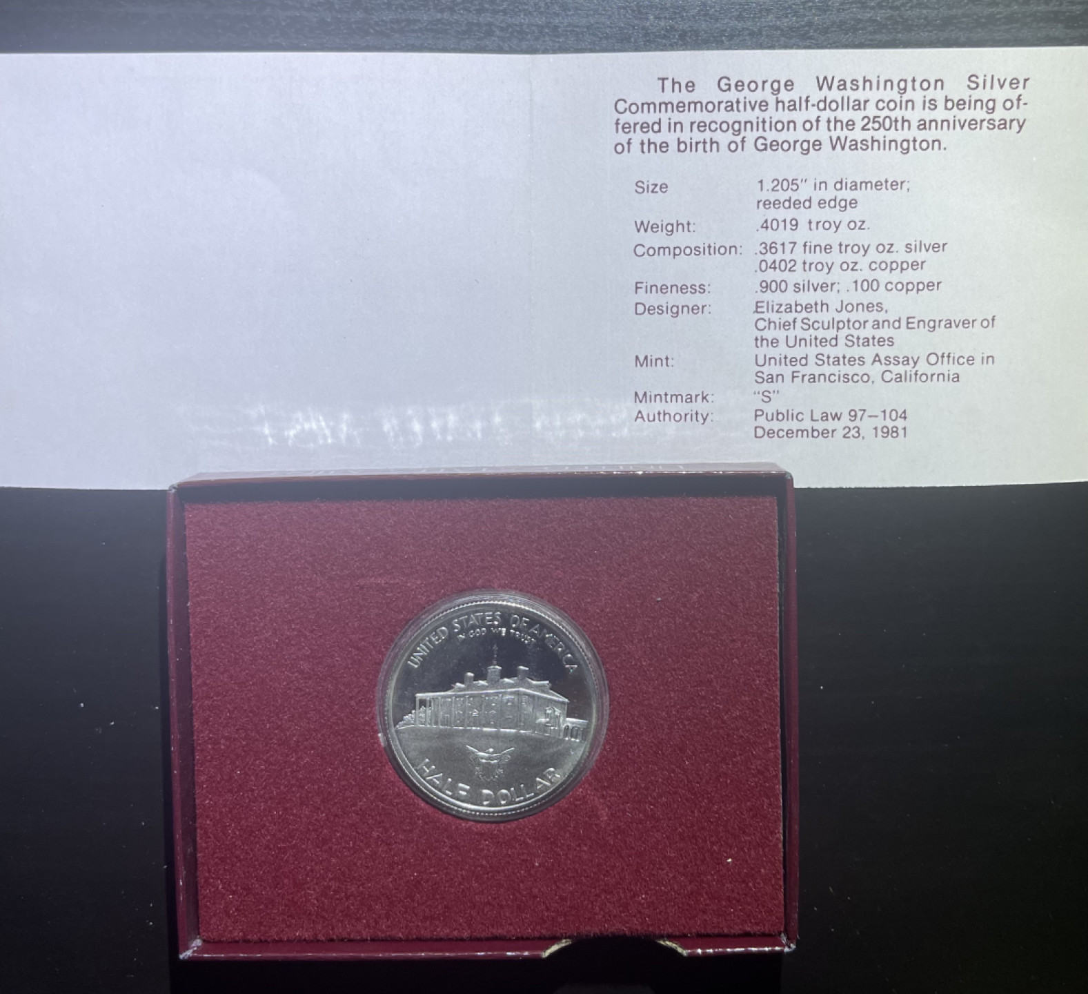 【丑猫1226】今晚7点整，全自动快拍。 美国1982年华盛顿银币(半圆)