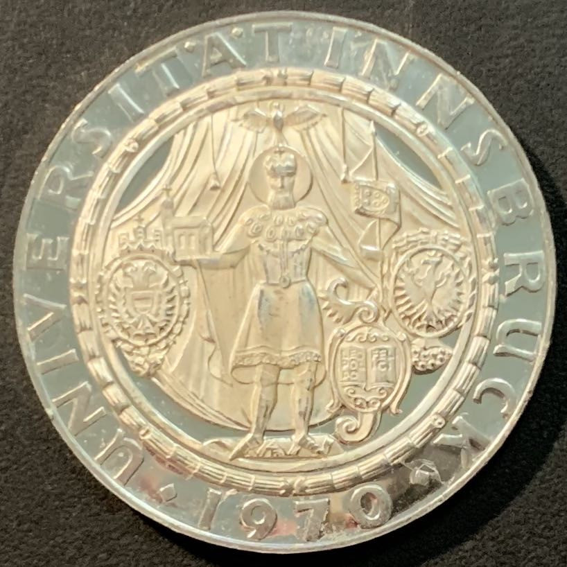 【保诚微拍】第4拍 世界钱币拍卖，88拍！  奥地利 1970年 因斯布鲁克大学300周年 50先令 20克 0.9银 精制