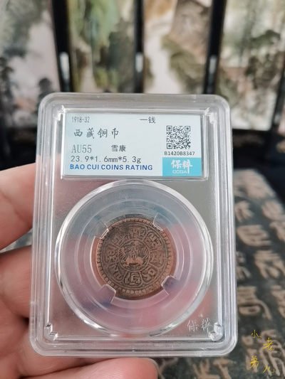 海弟儿收藏 - 西藏铜币雪康一钱，AU55分，细节品相如图所示，一物一图中拍按图发货，保真包老假一赔十！