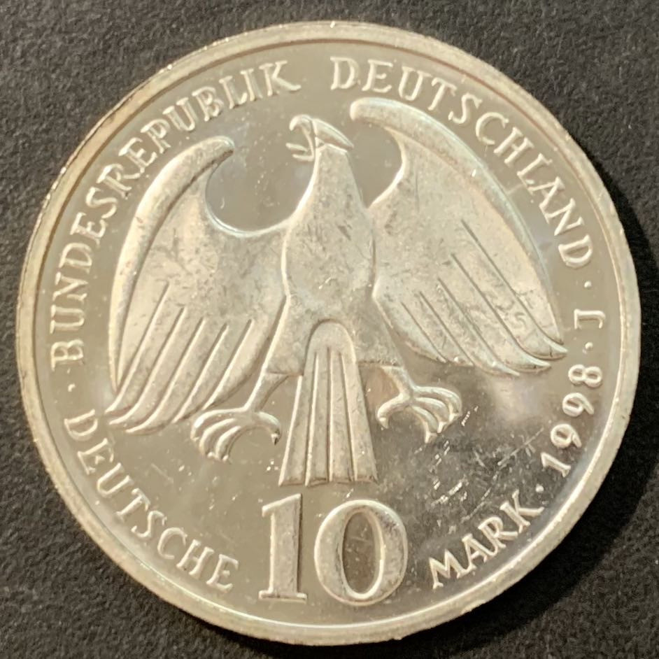 【保诚微拍】第4拍 世界钱币拍卖，88拍！ 德国 1998年 J厂 威斯特法伦350周年 10马克 15.5克 0.925银