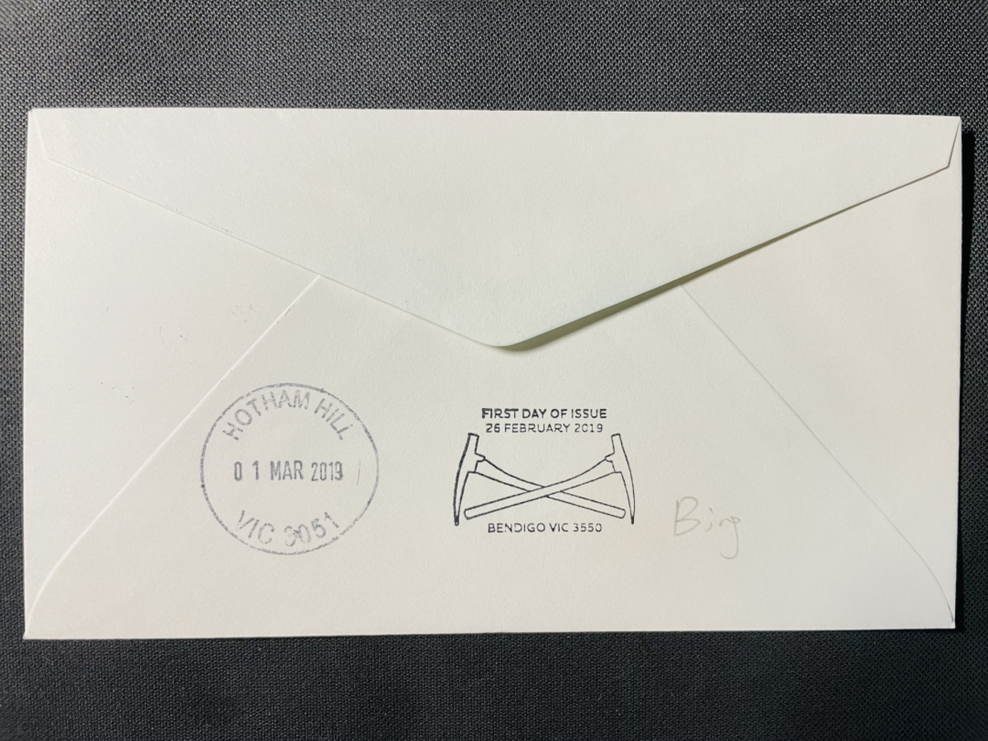 【第5期】莲池国际邮品拍卖-捡漏场 【澳大利亚】2019年 大金块发现150周年邮票 美术封原地首日实寄澳洲国内 有落戳