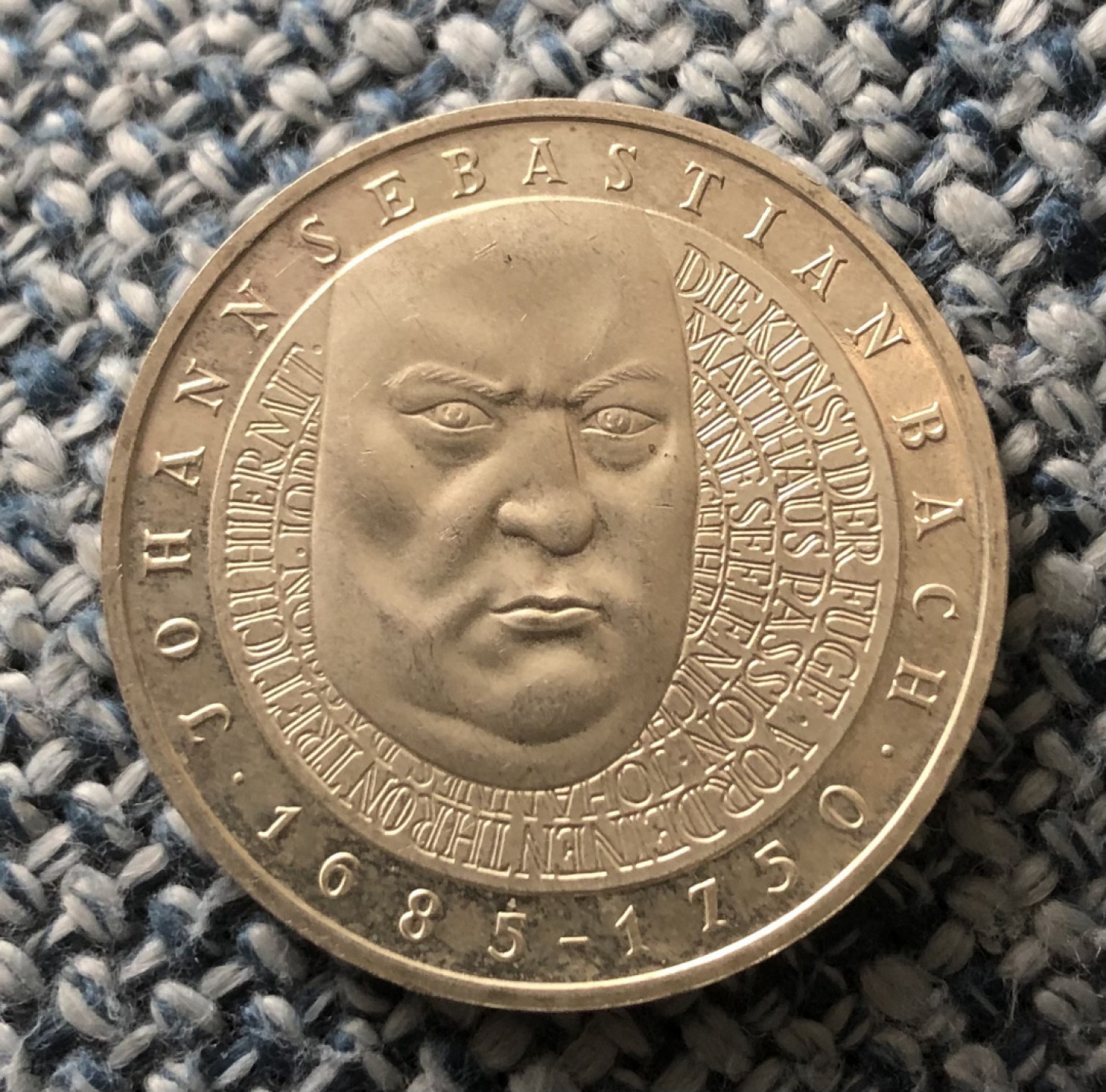 【保诚微拍】第4拍 世界钱币拍卖，88拍！  德国 2000年 F厂 巴赫逝世250周年 10马克 15.5克 0.925银