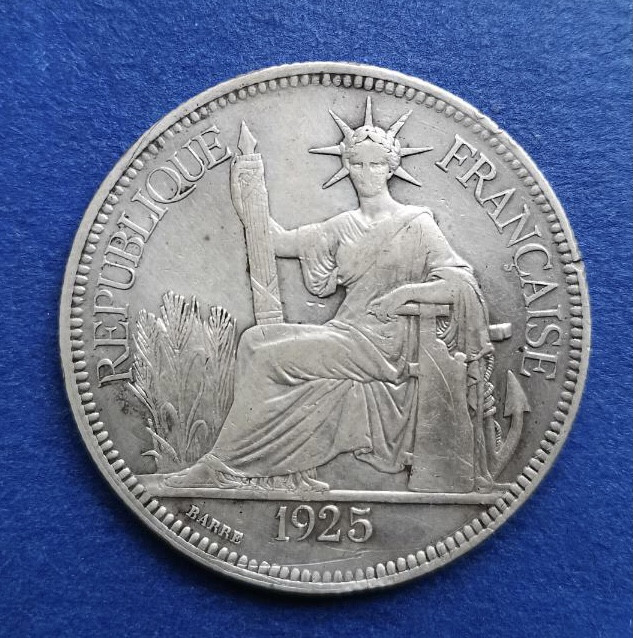【保诚微拍】第4拍 世界钱币拍卖，88拍！  法属 印支 1925年 坐洋 银币（27克 0.9银）