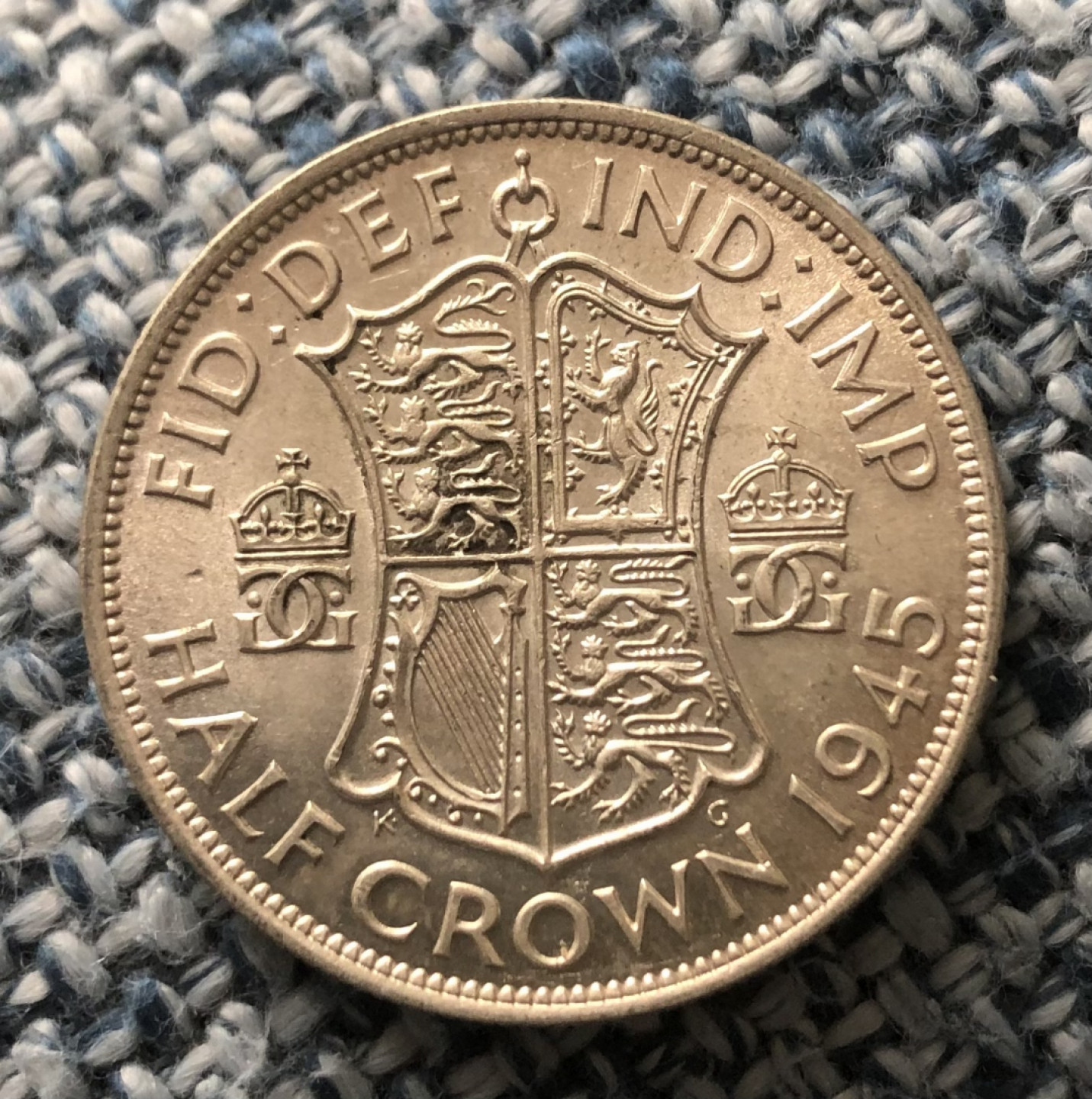 【保诚微拍】第4拍 世界钱币拍卖，88拍！ 英国 乔治六世 1945年 半克朗 银币（14克 0.5银）UNC品