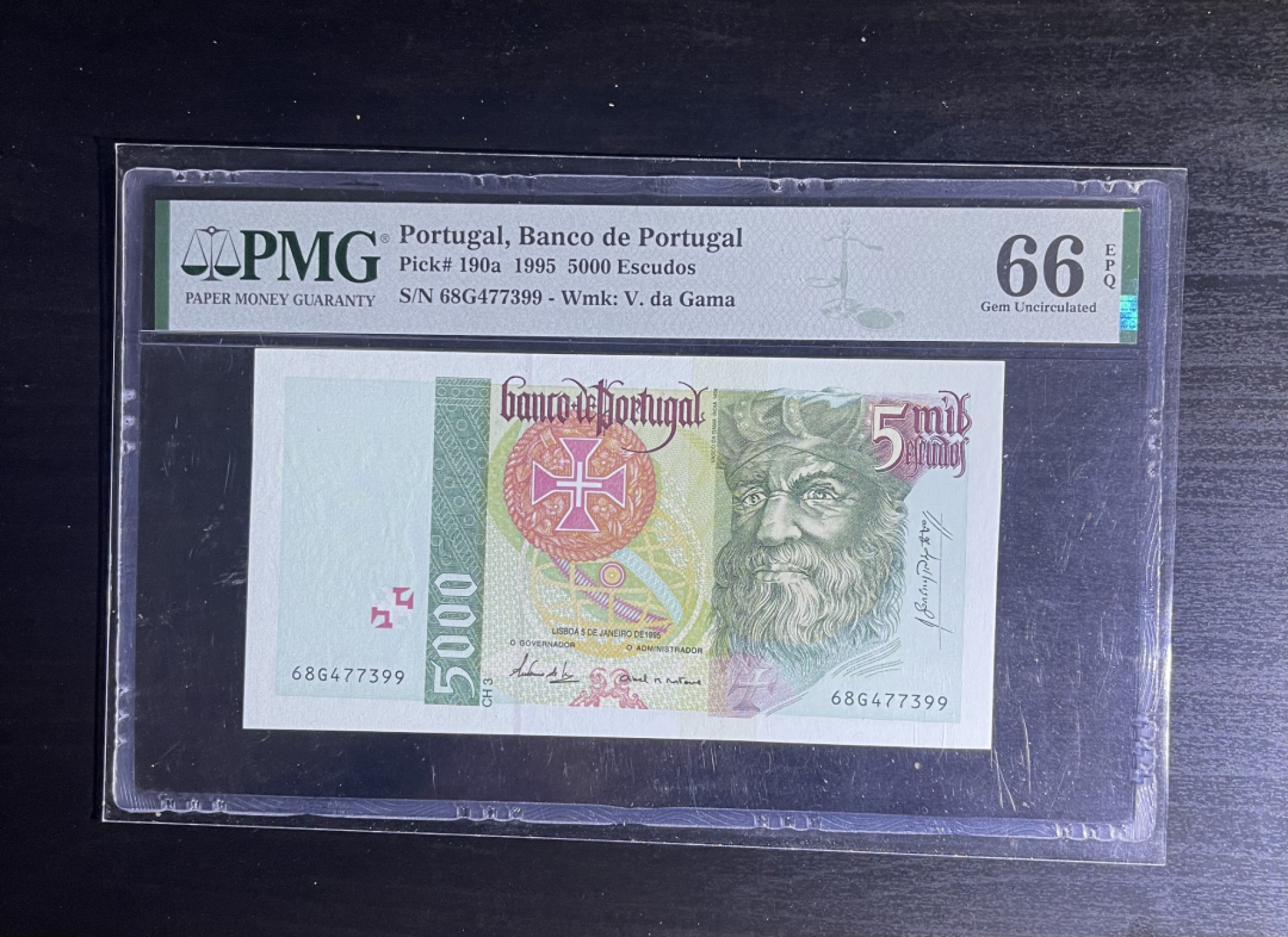 【丑猫1226】今晚7点整，全自动快拍。 葡萄牙5000埃斯库多(95年首发版)