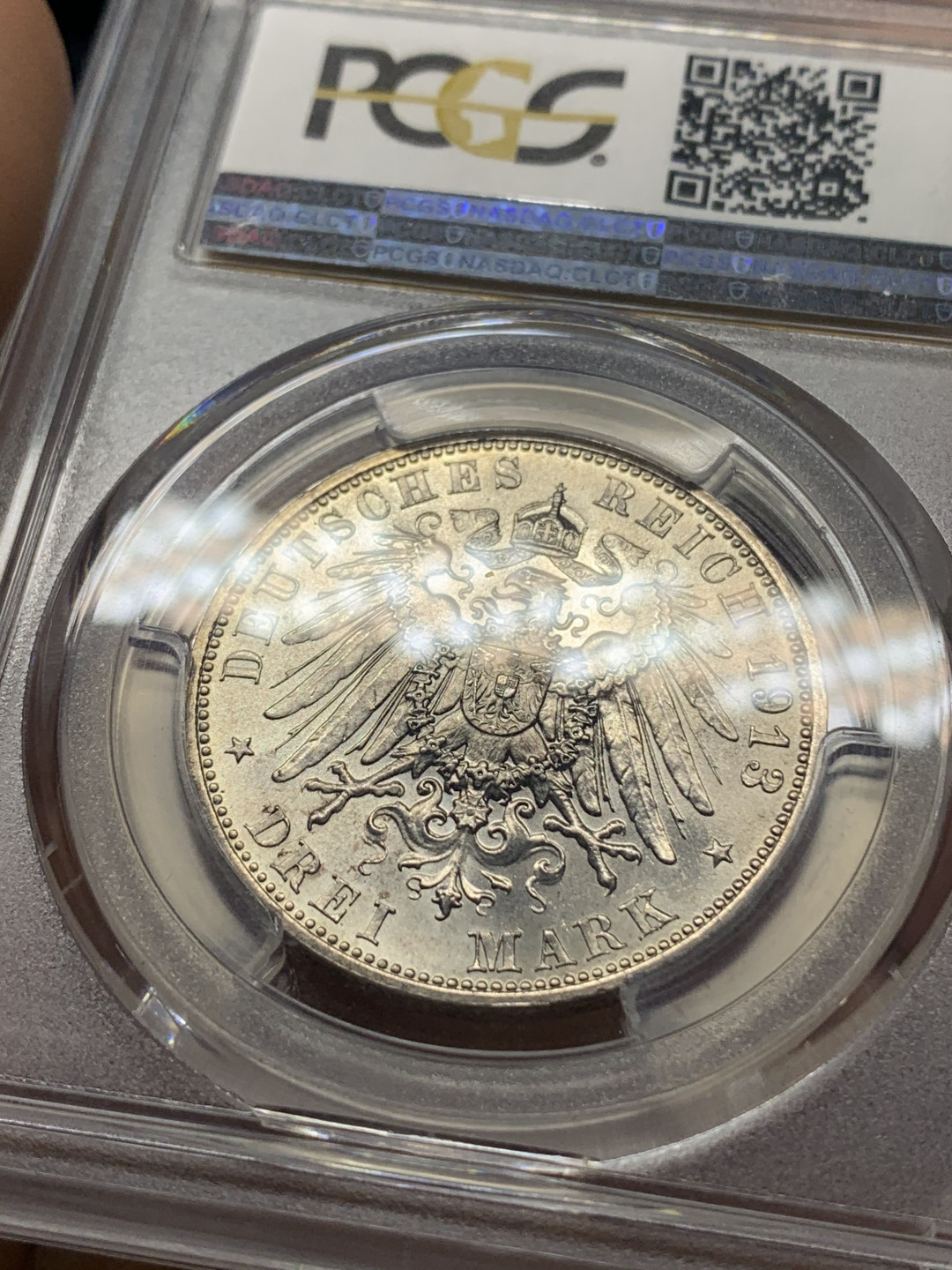 《竞宝斋》钱币微拍-第23场（全场顺丰包邮） PCGS MS66 顶级状态 德国1913年 莱比锡建功碑 萨克森3马克