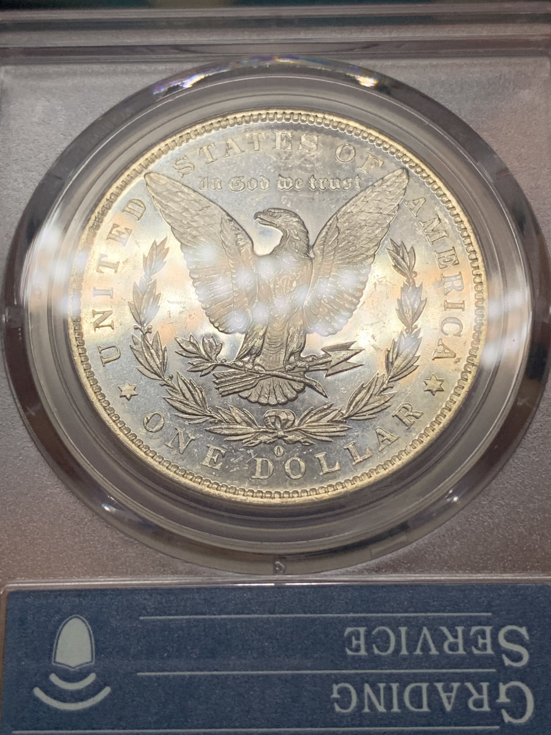 《竞宝斋》钱币微拍-第23场（全场顺丰包邮） PCGS-MS63DMPL 美国摩根币 1883年 新奥尔良厂 深打镜面+35周年盒