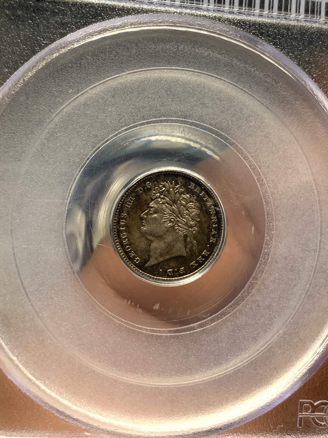 《竞宝斋》钱币微拍-第23场（全场顺丰包邮） PCGS MS63 英国1822 年 乔四 灌足节 2便士 银币 早期低评 花冠无磨损 五彩包浆难得品相