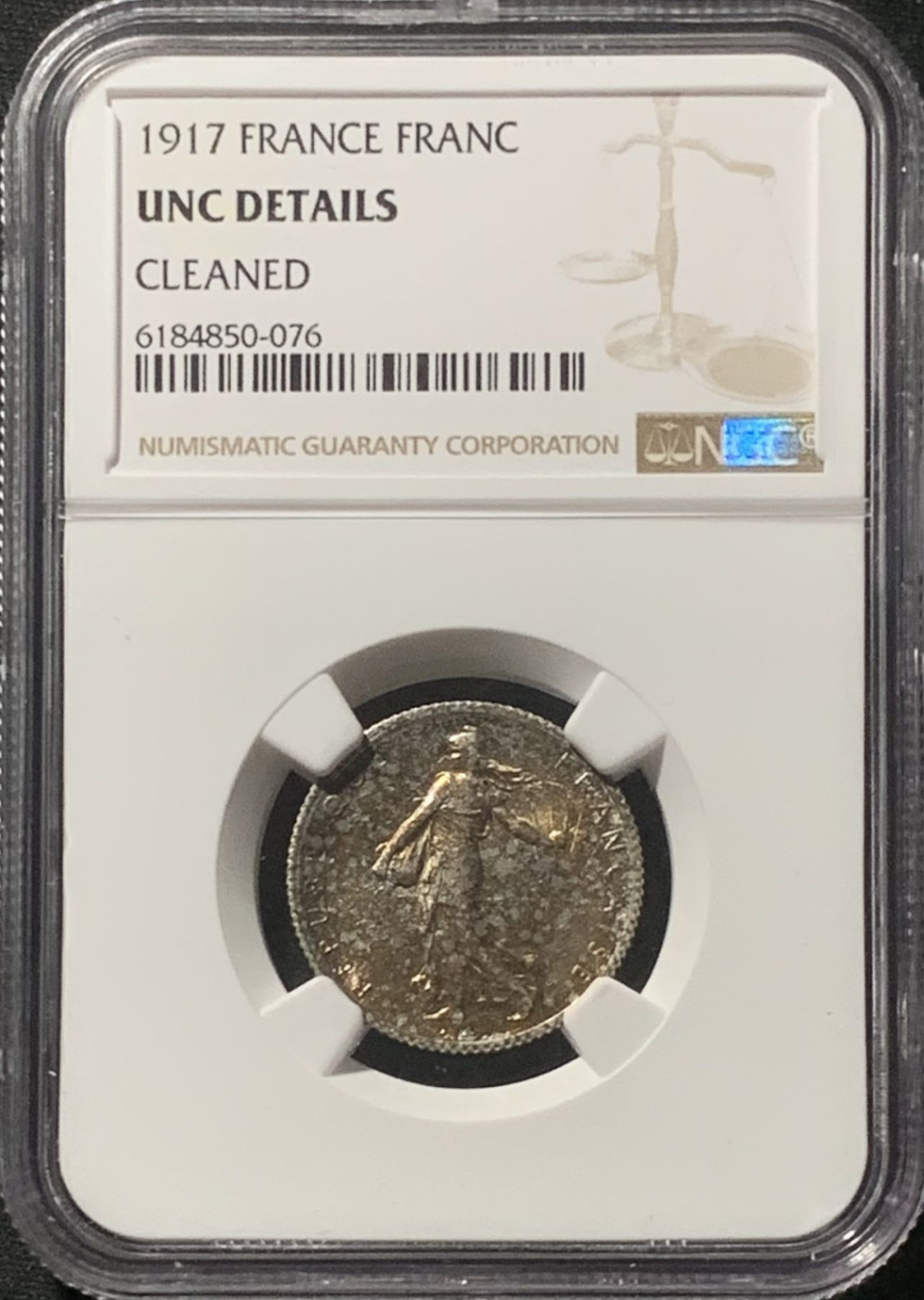 紫瑗钱币——第160期拍卖 法国 1917年 播种女神 1法郎 银币 UNC Detail