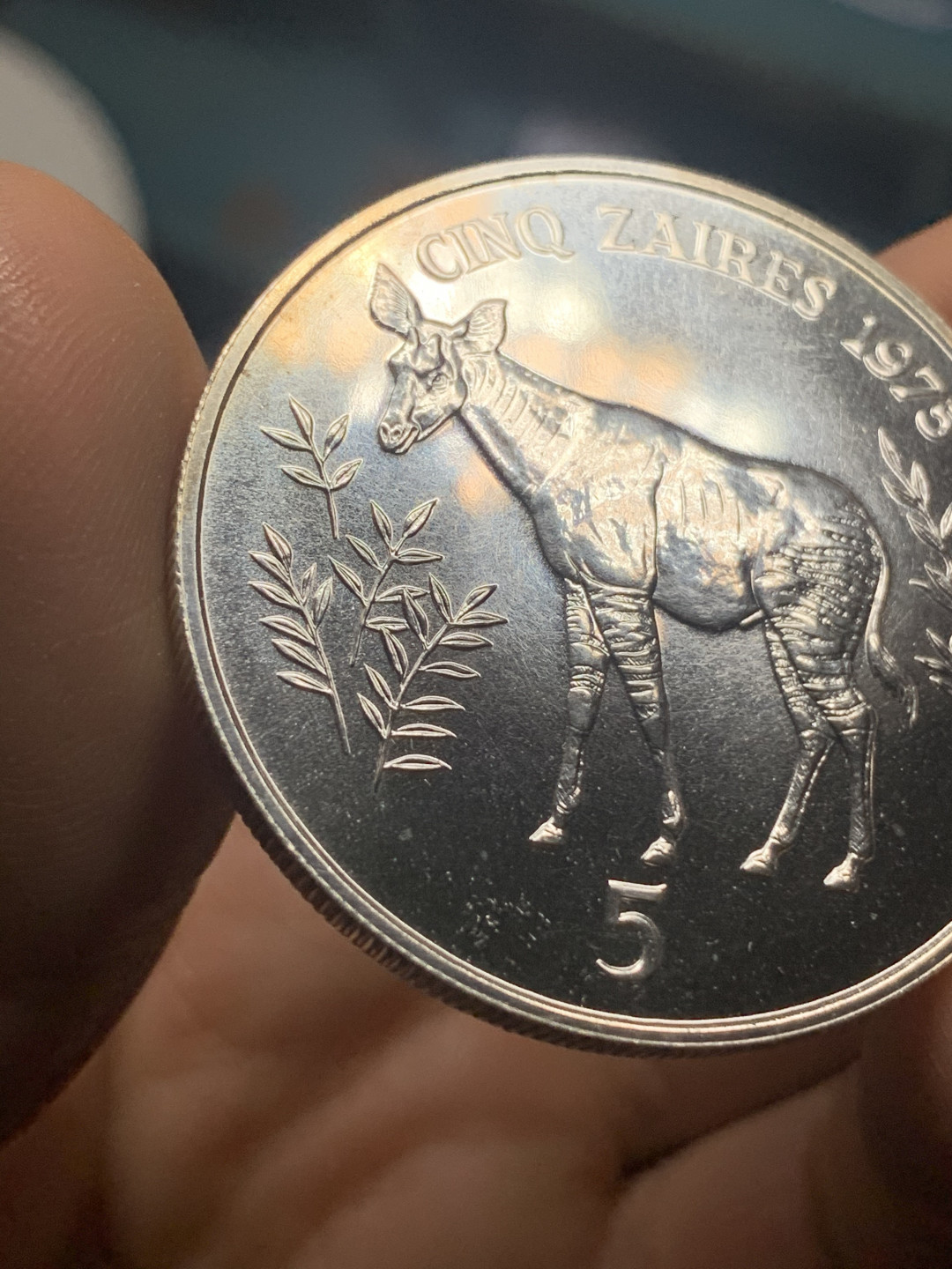 《竞宝斋》钱币微拍-第23场（全场顺丰包邮） 扎伊尔 1975年 925大银币一对 珍稀动物 黑猩猩和霍加皮 28.28克+35克=63.28克