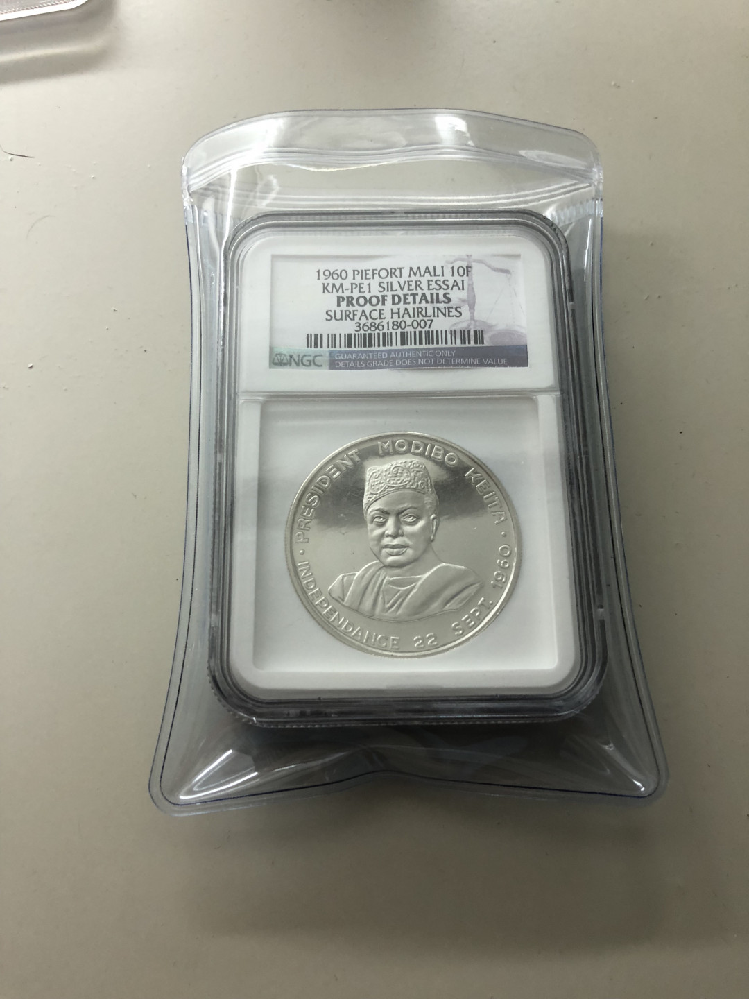 CSIS-GREAT评级精品钱币拍卖第一百二十二期 马里1960年总统加厚银样币ngc